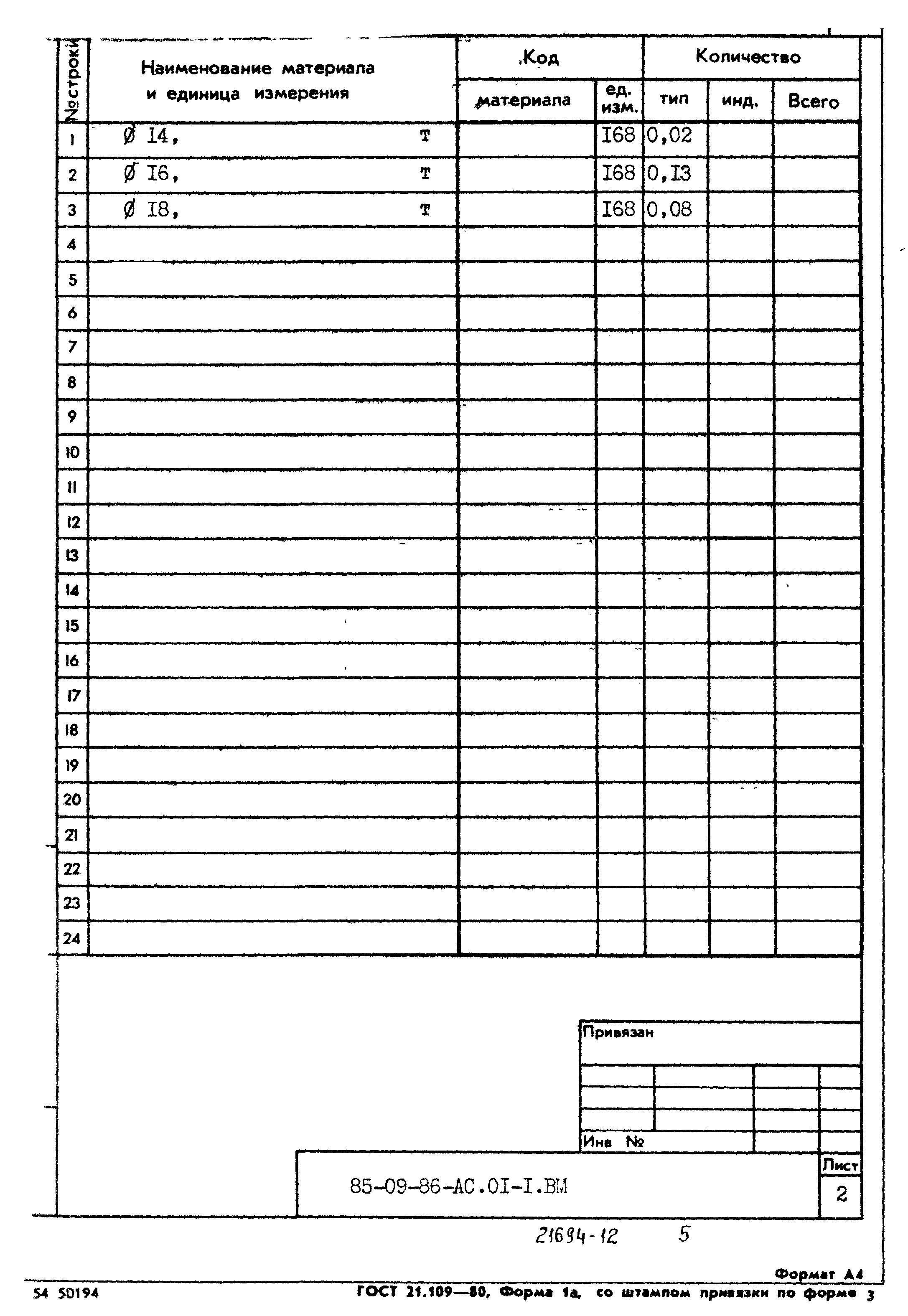 Типовой проект 85-09.86