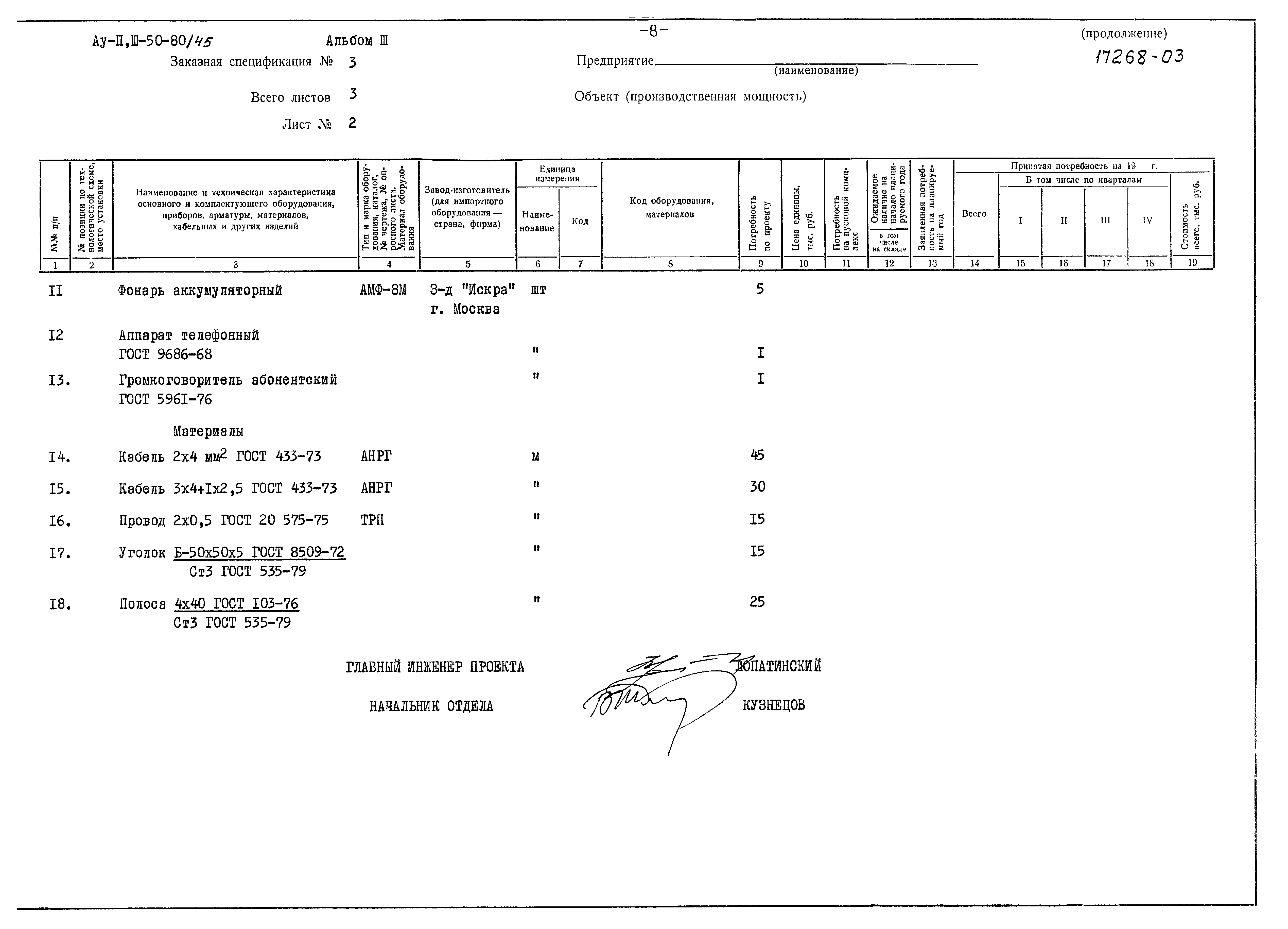 Типовой проект Ау-II,III-50-80/45