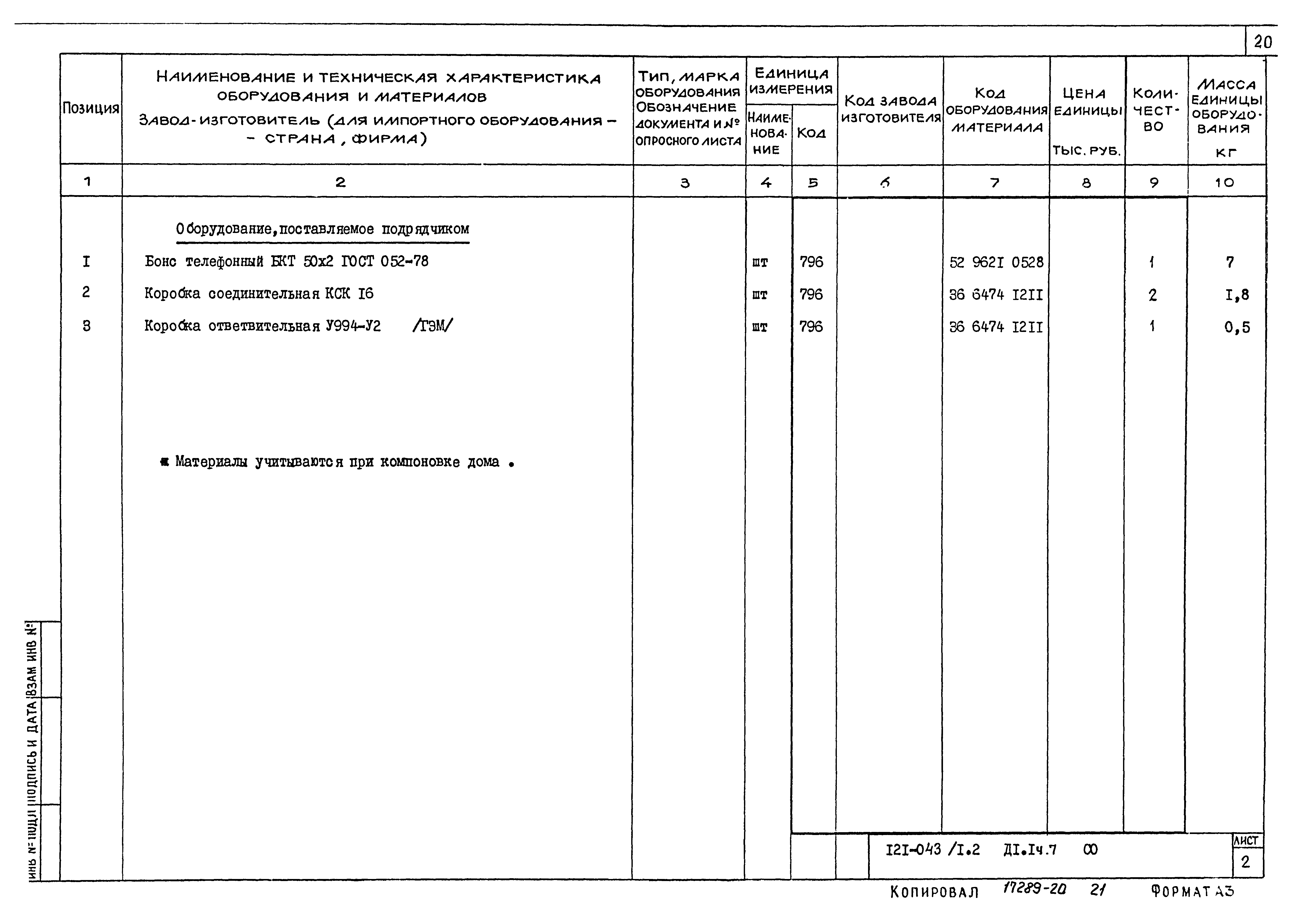 Типовой проект 121-043/1.2