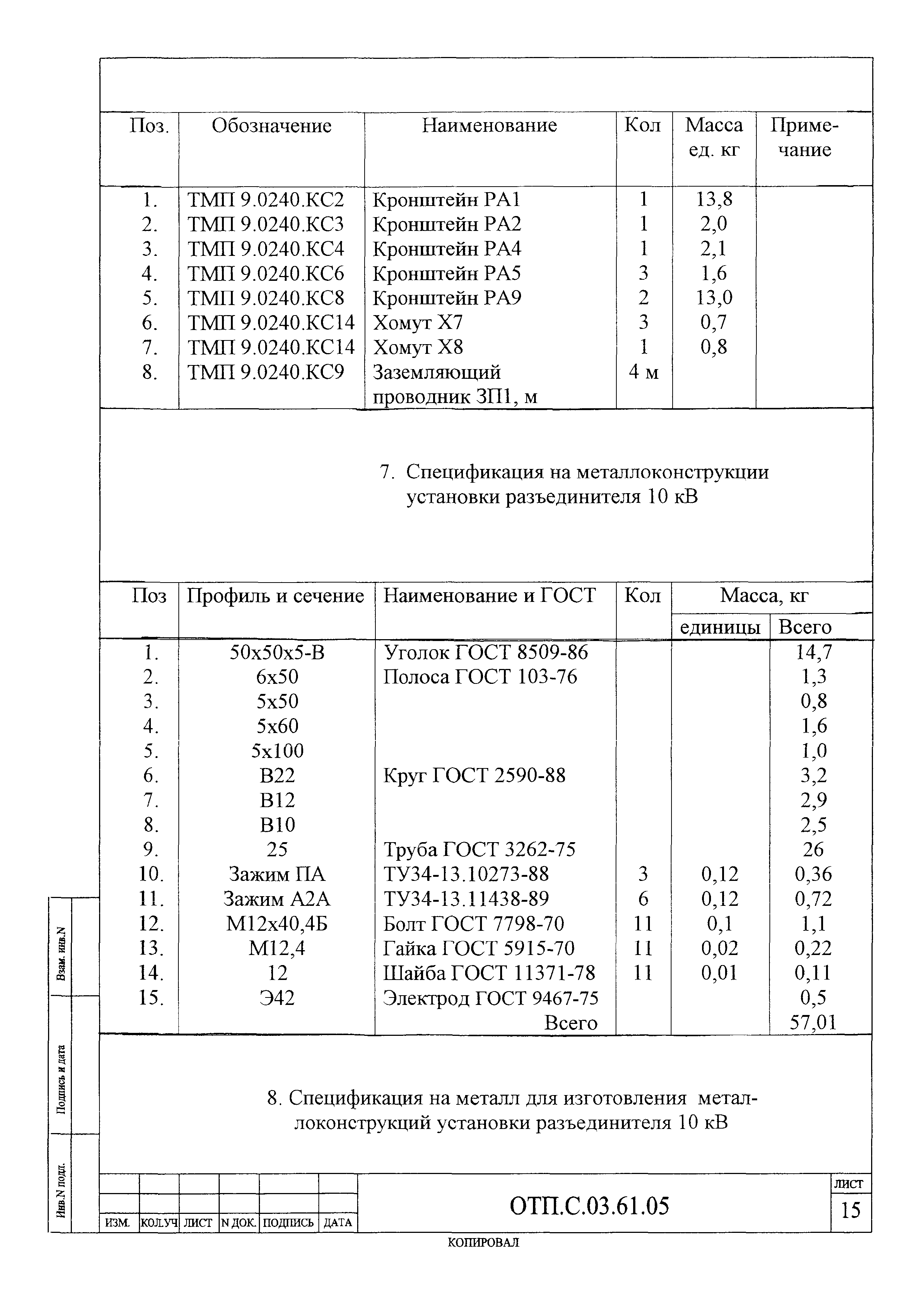 Типовой проект ОТП.С.03.61.05