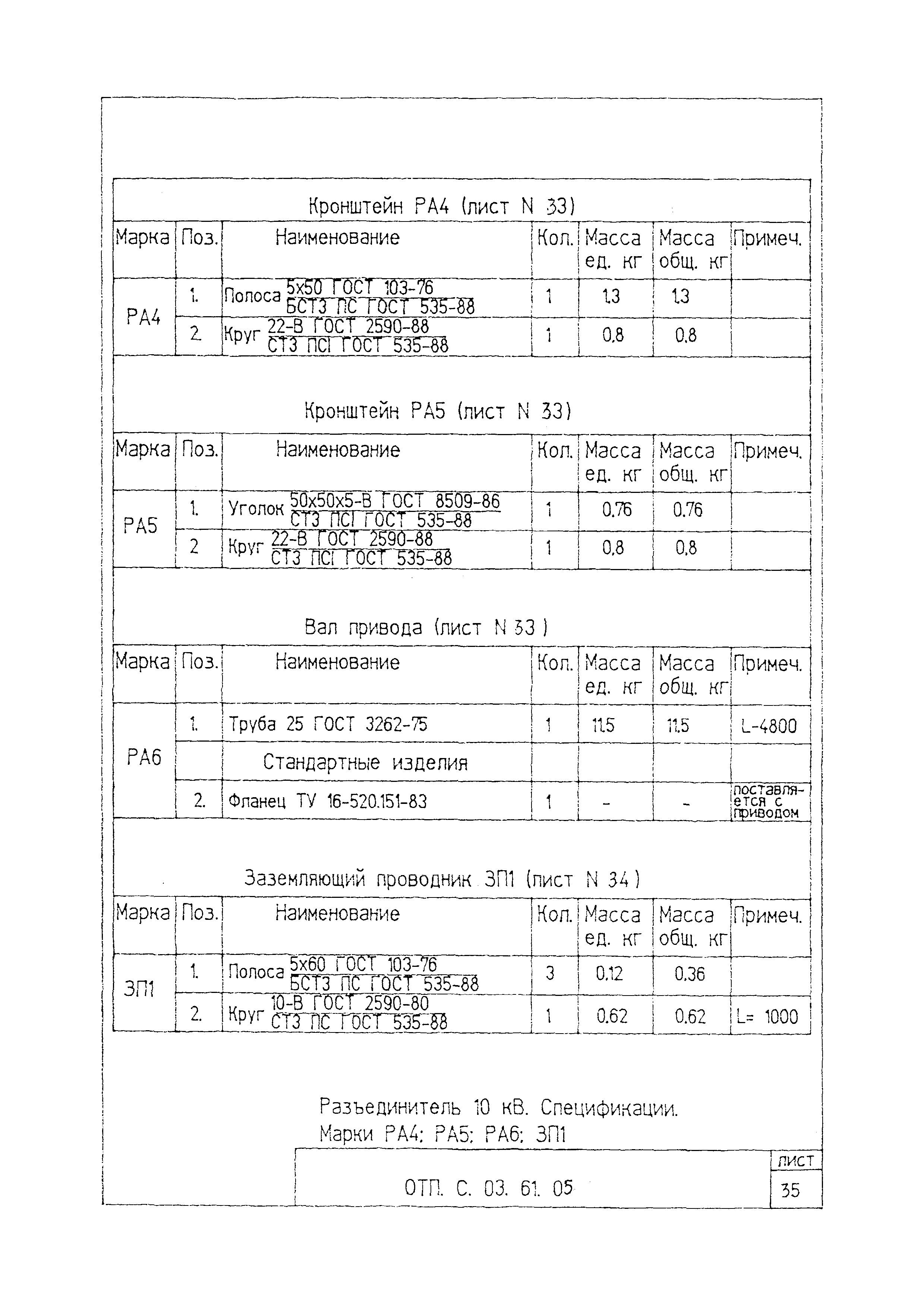 Типовой проект ОТП.С.03.61.05