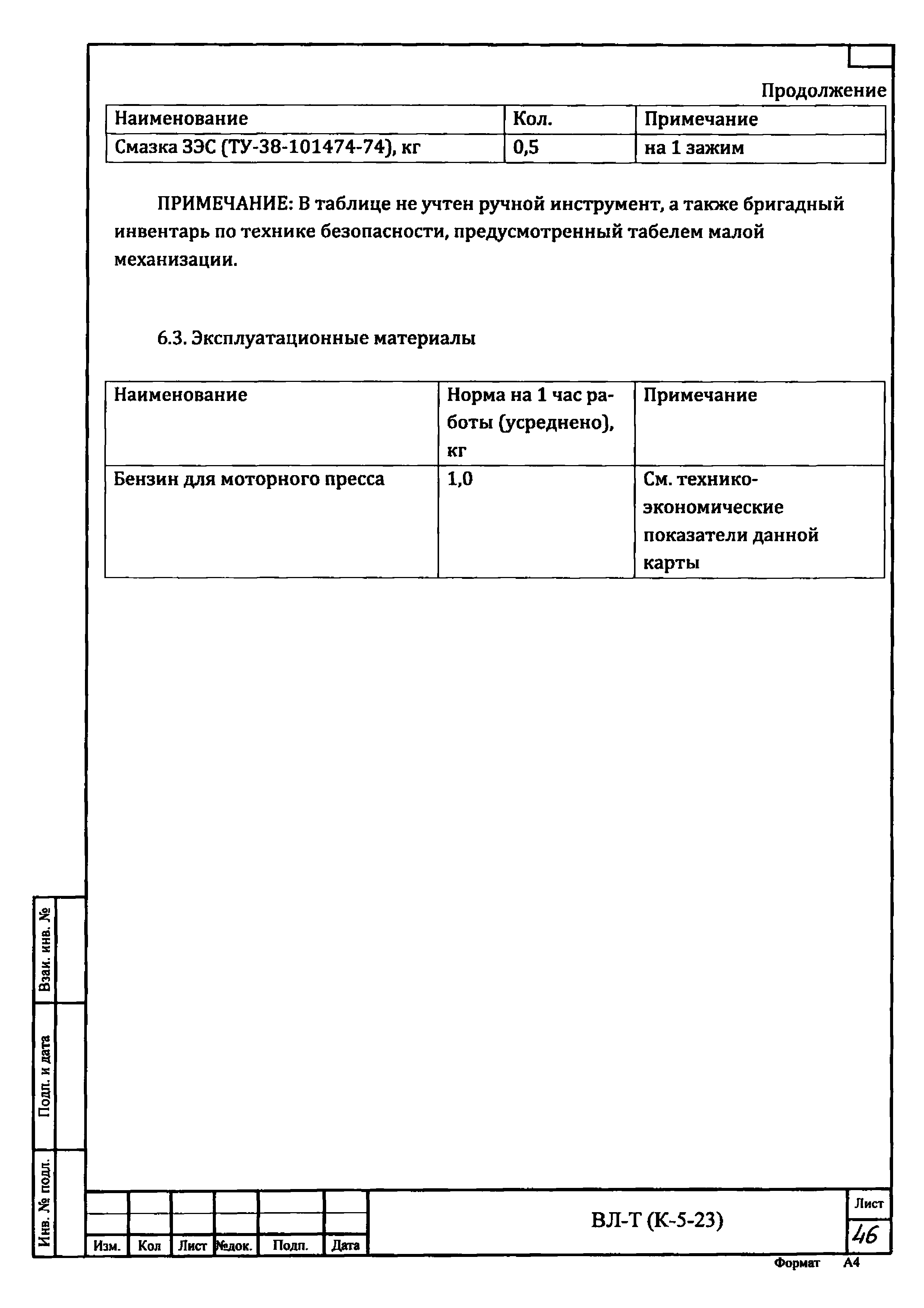 Технологическая карта К-5-23-5