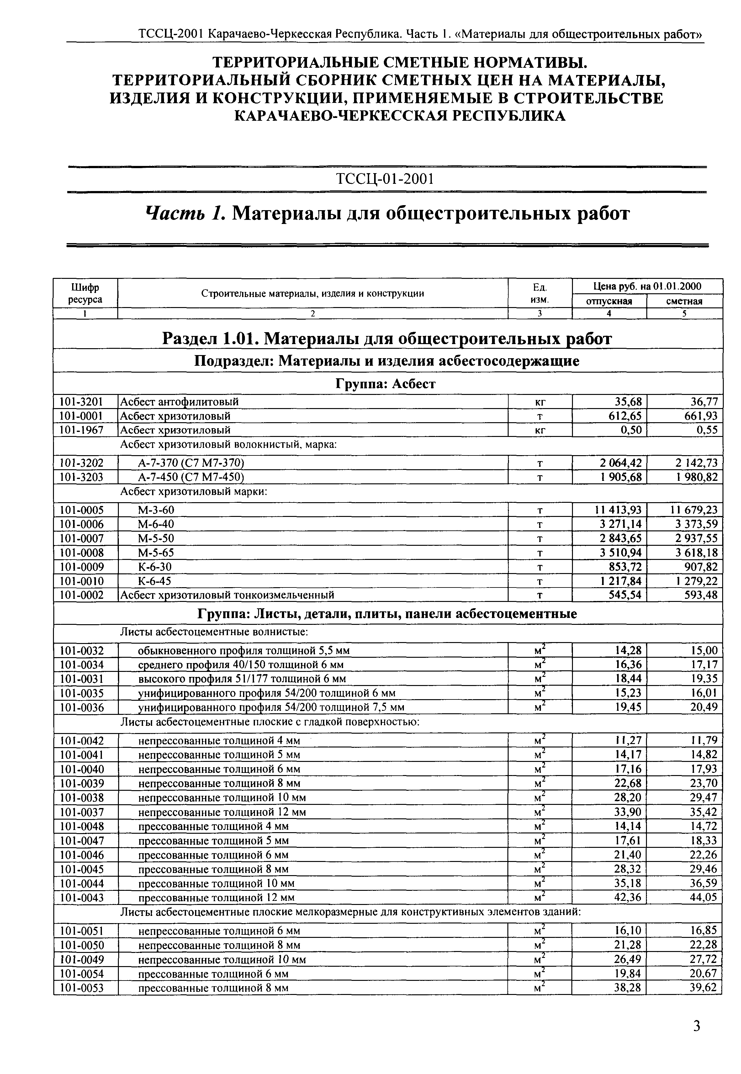 ТССЦ Карачаево-Черкесская Республика 01-2001