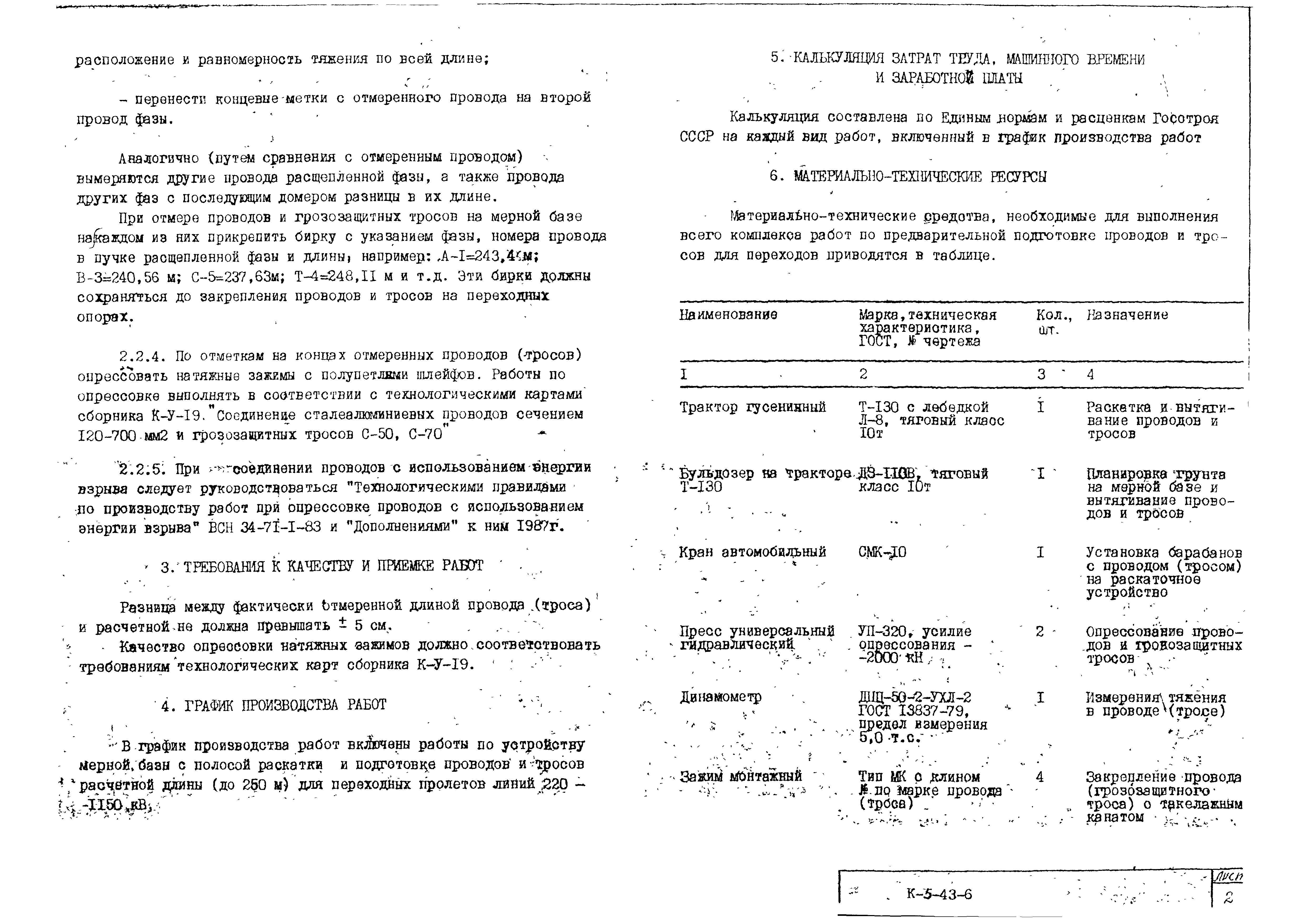 Технологическая карта К-5-43-6