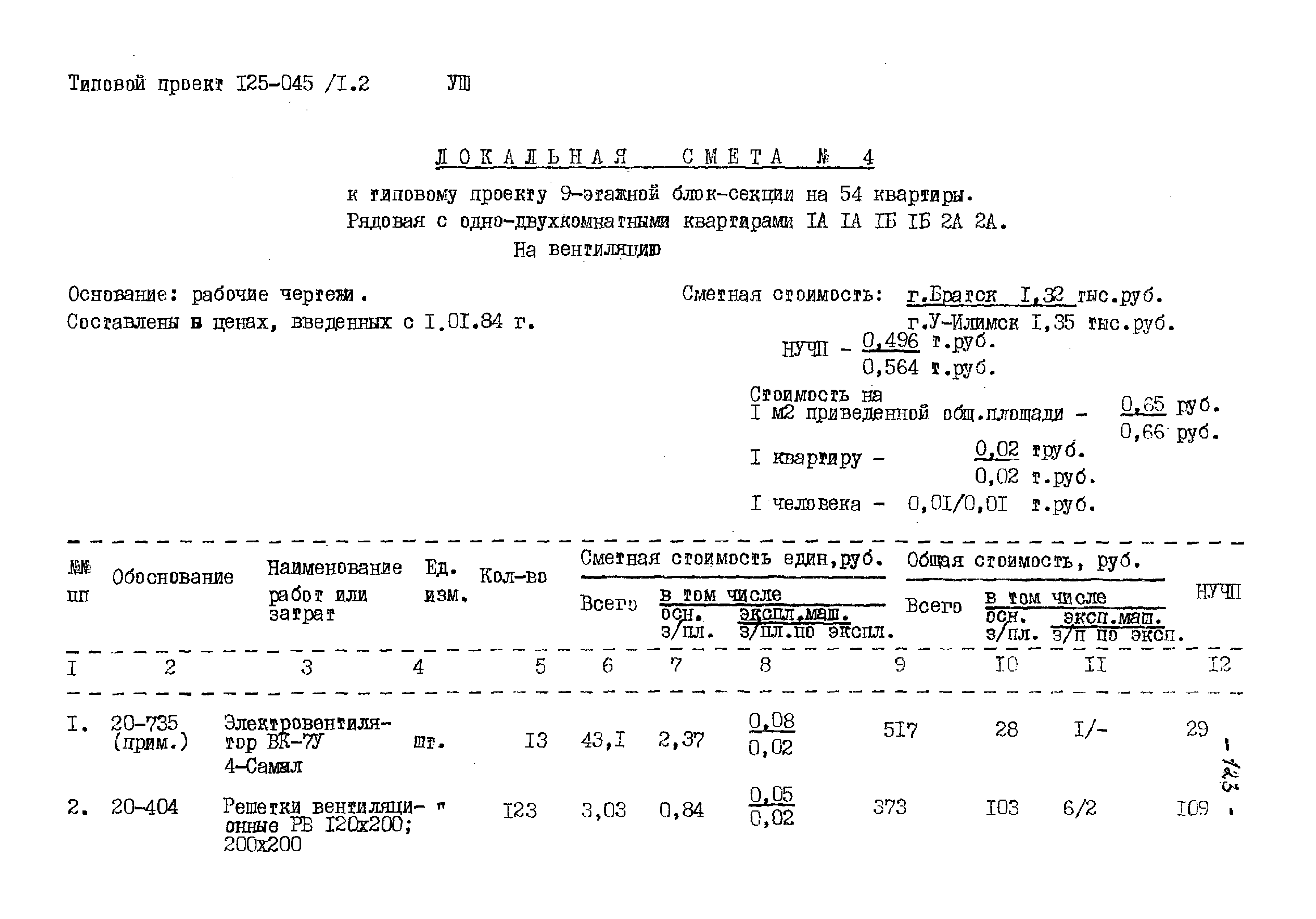 Типовой проект 125-045/1.2