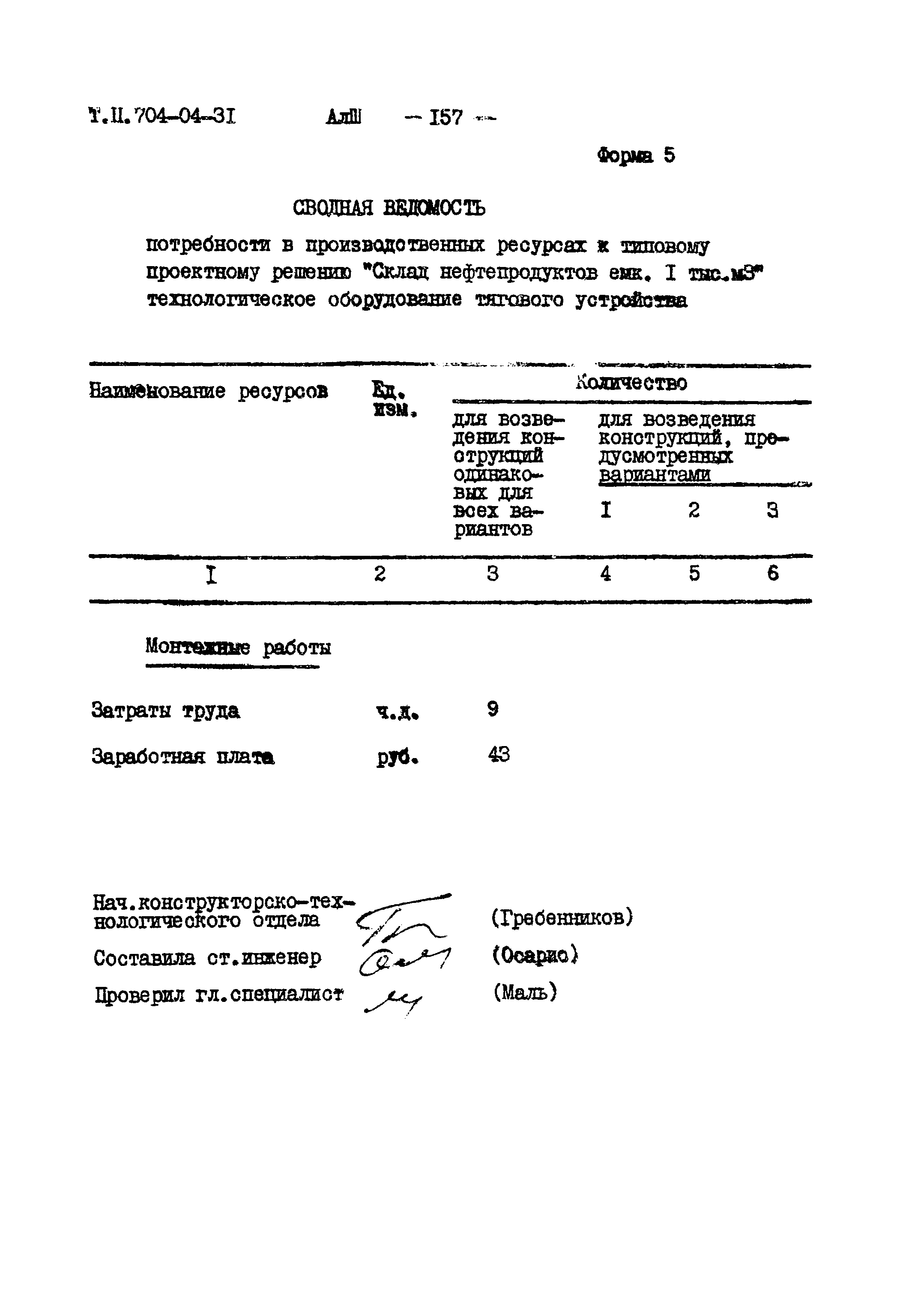 Типовые проектные решения 704-04-31