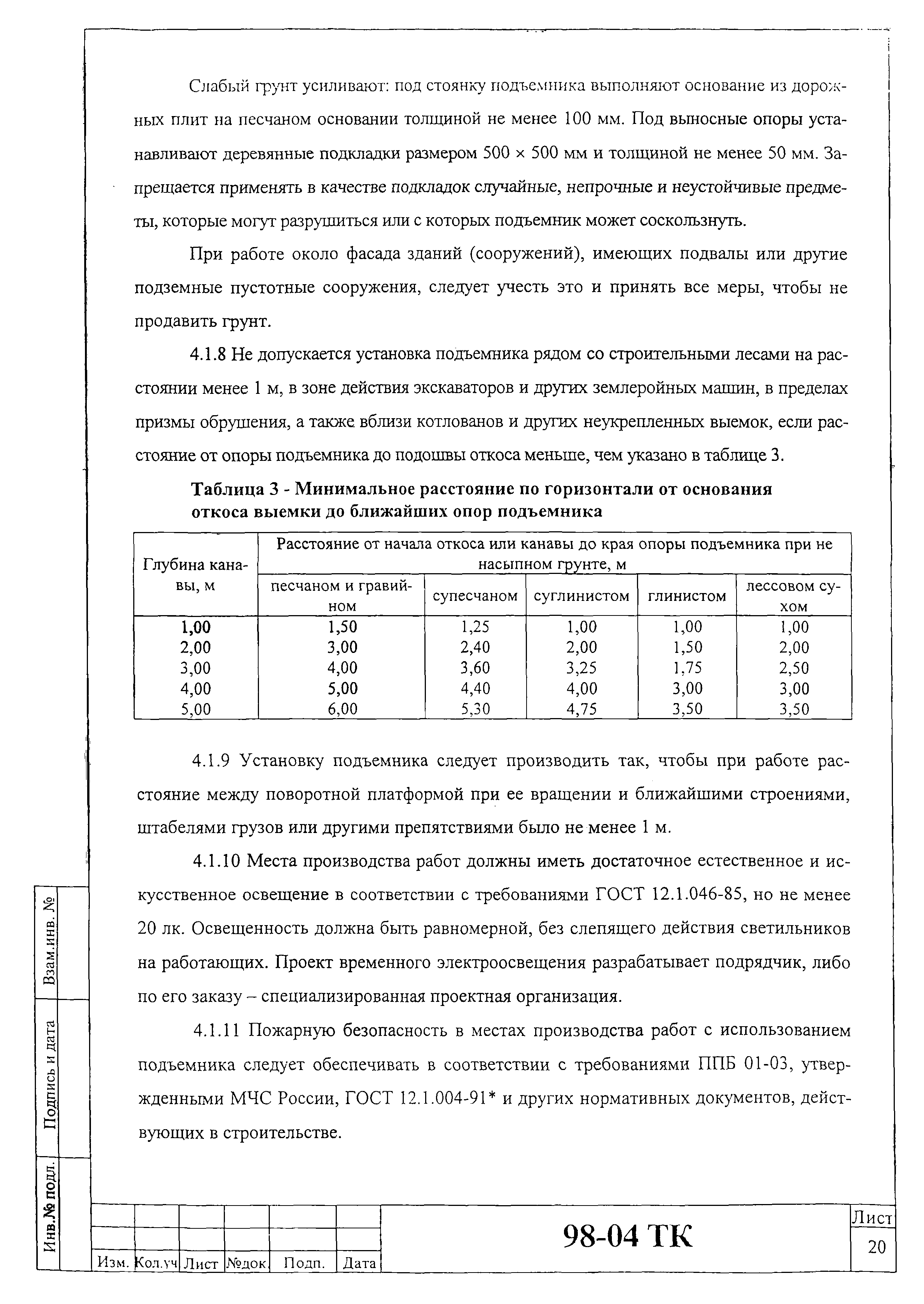 Технологическая карта 98-04 ТК