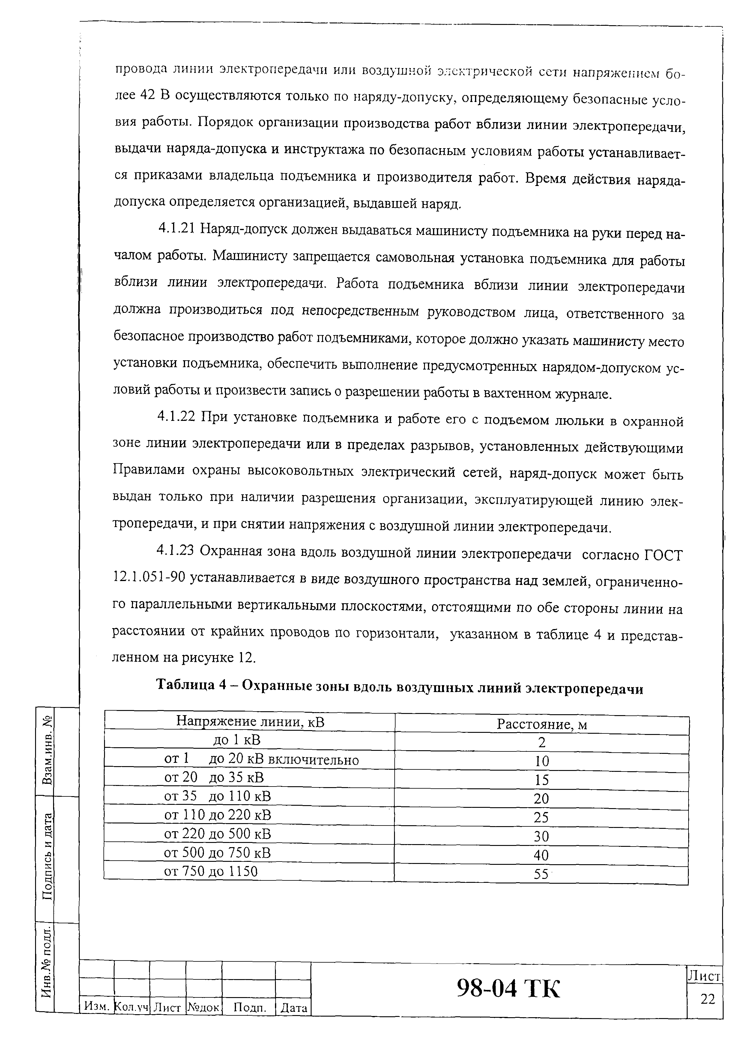 Технологическая карта 98-04 ТК