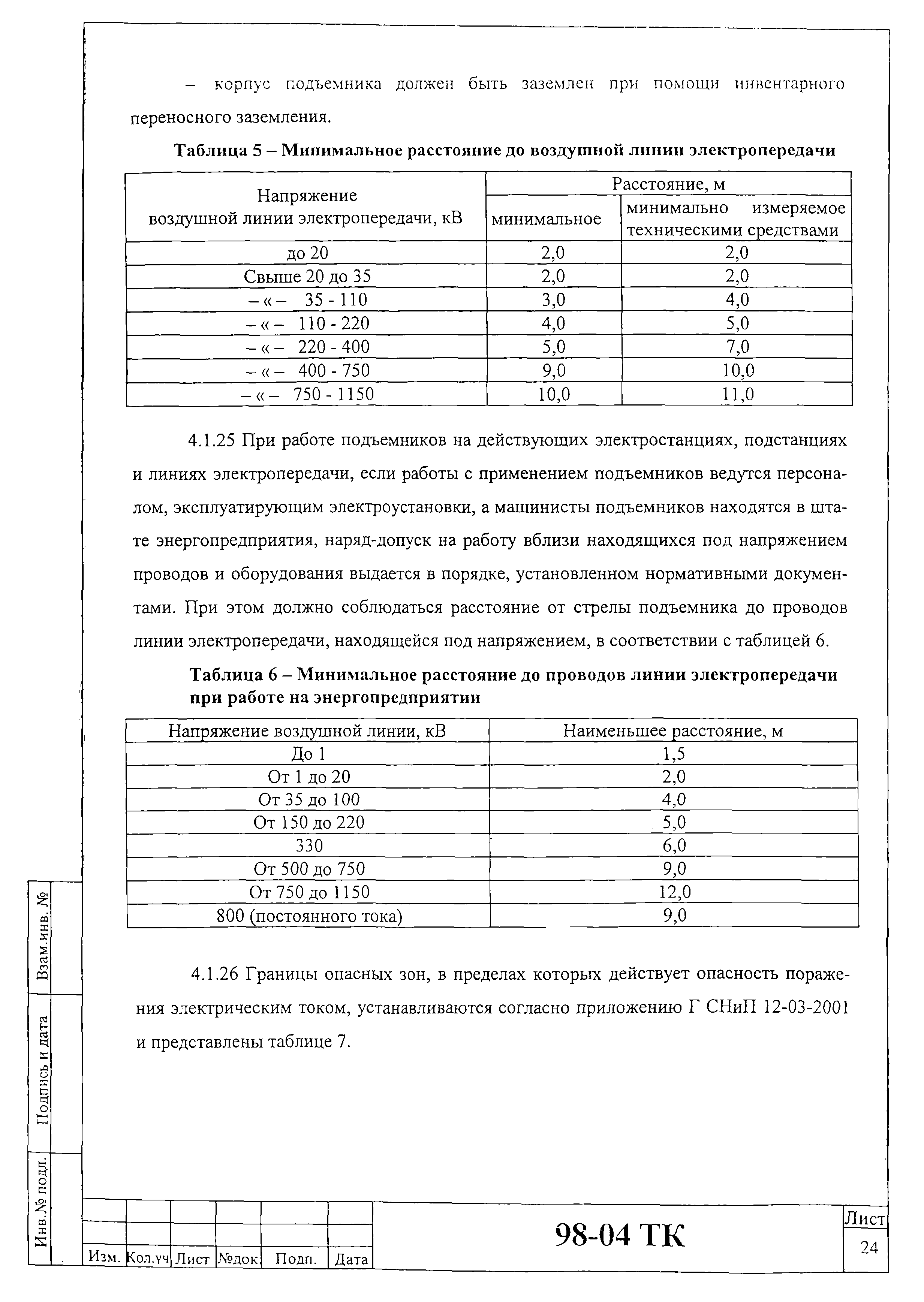 Технологическая карта 98-04 ТК