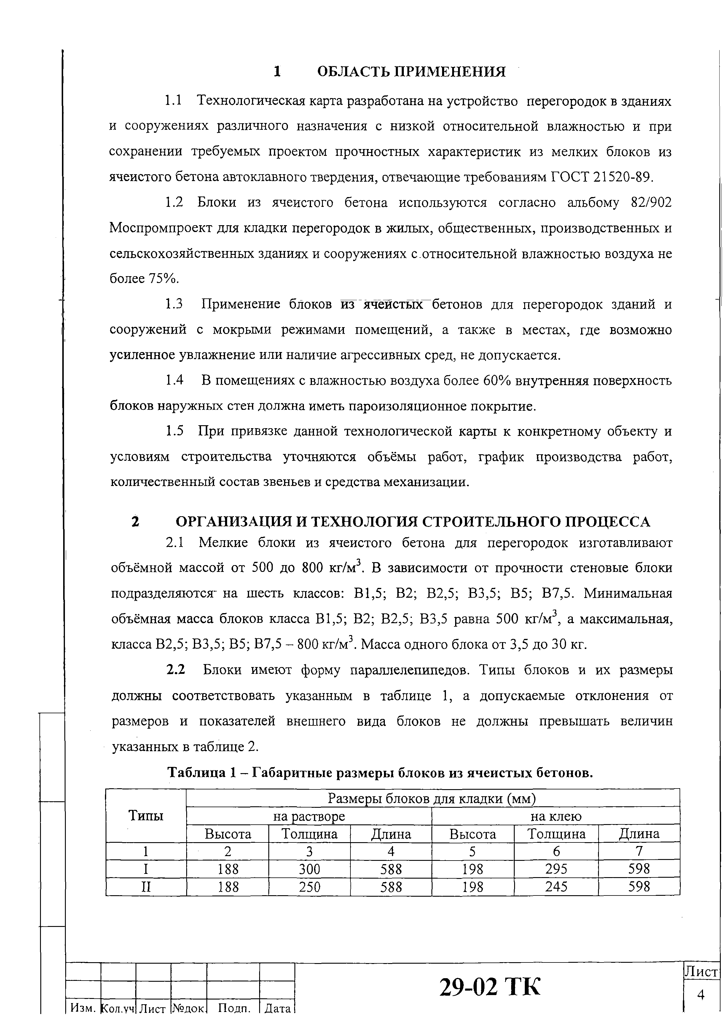 Технологическая карта 29-02 ТК