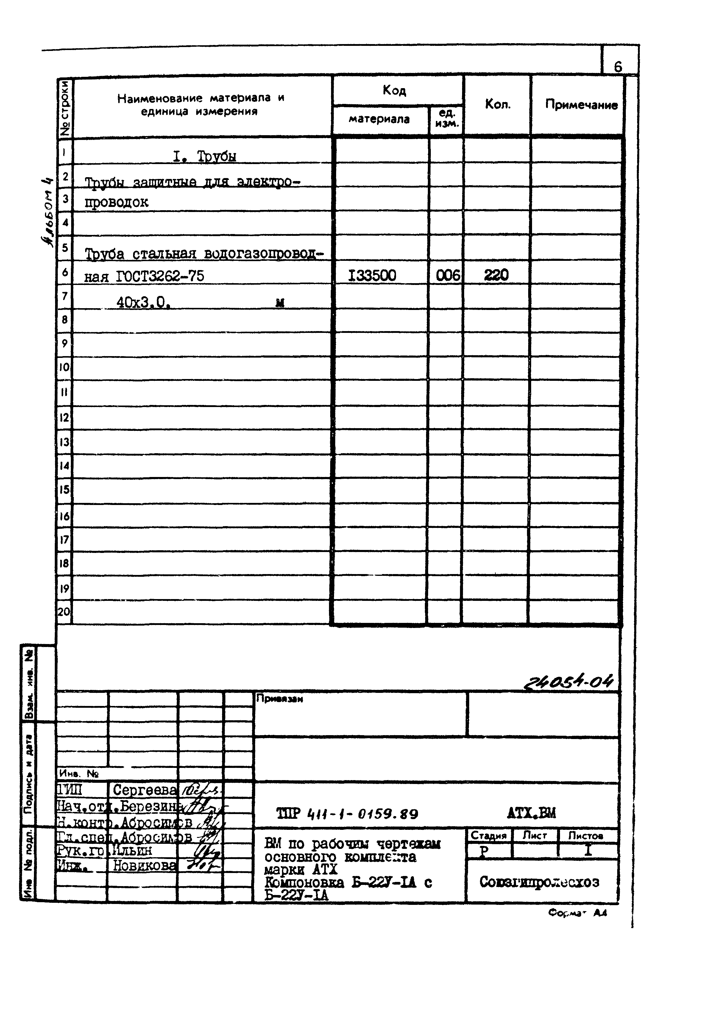 Типовые проектные решения 411-1-0159.89