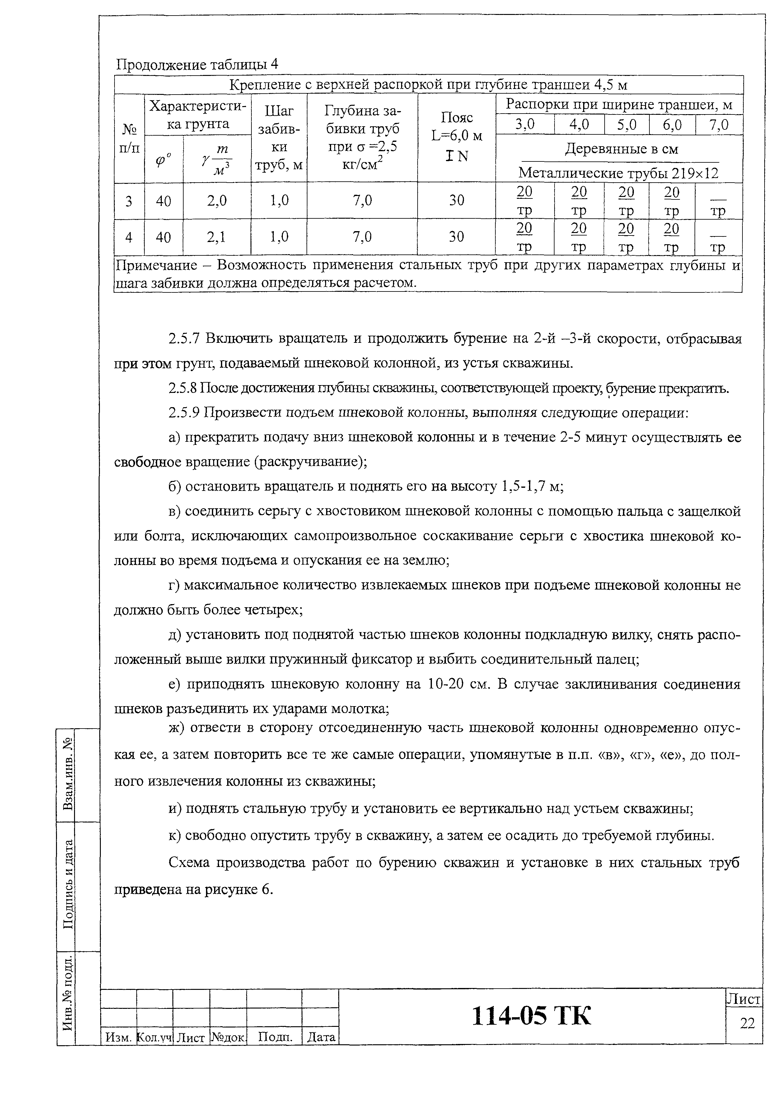 Технологическая карта 114-05 ТК