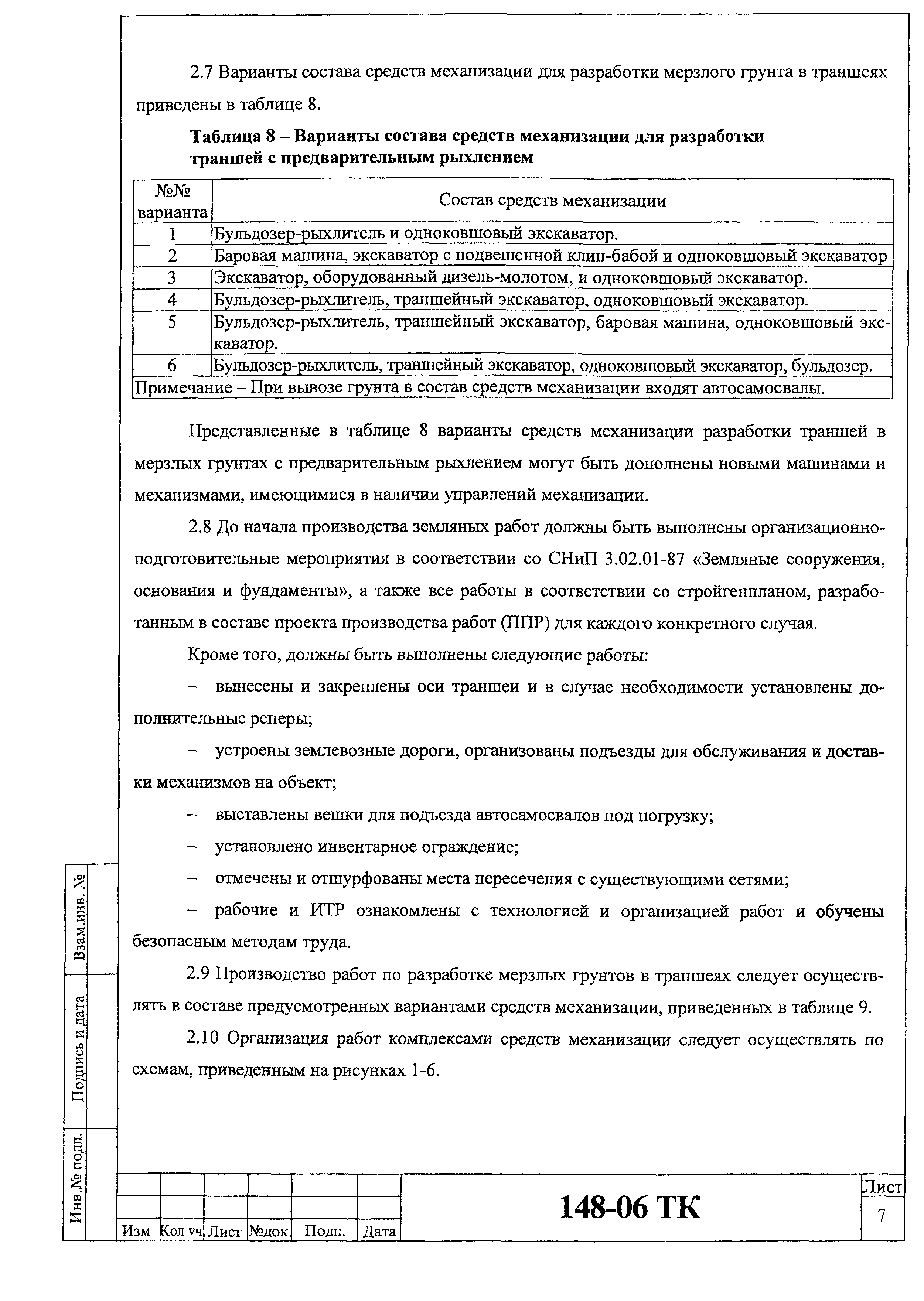 Технологическая карта 148-06 ТК