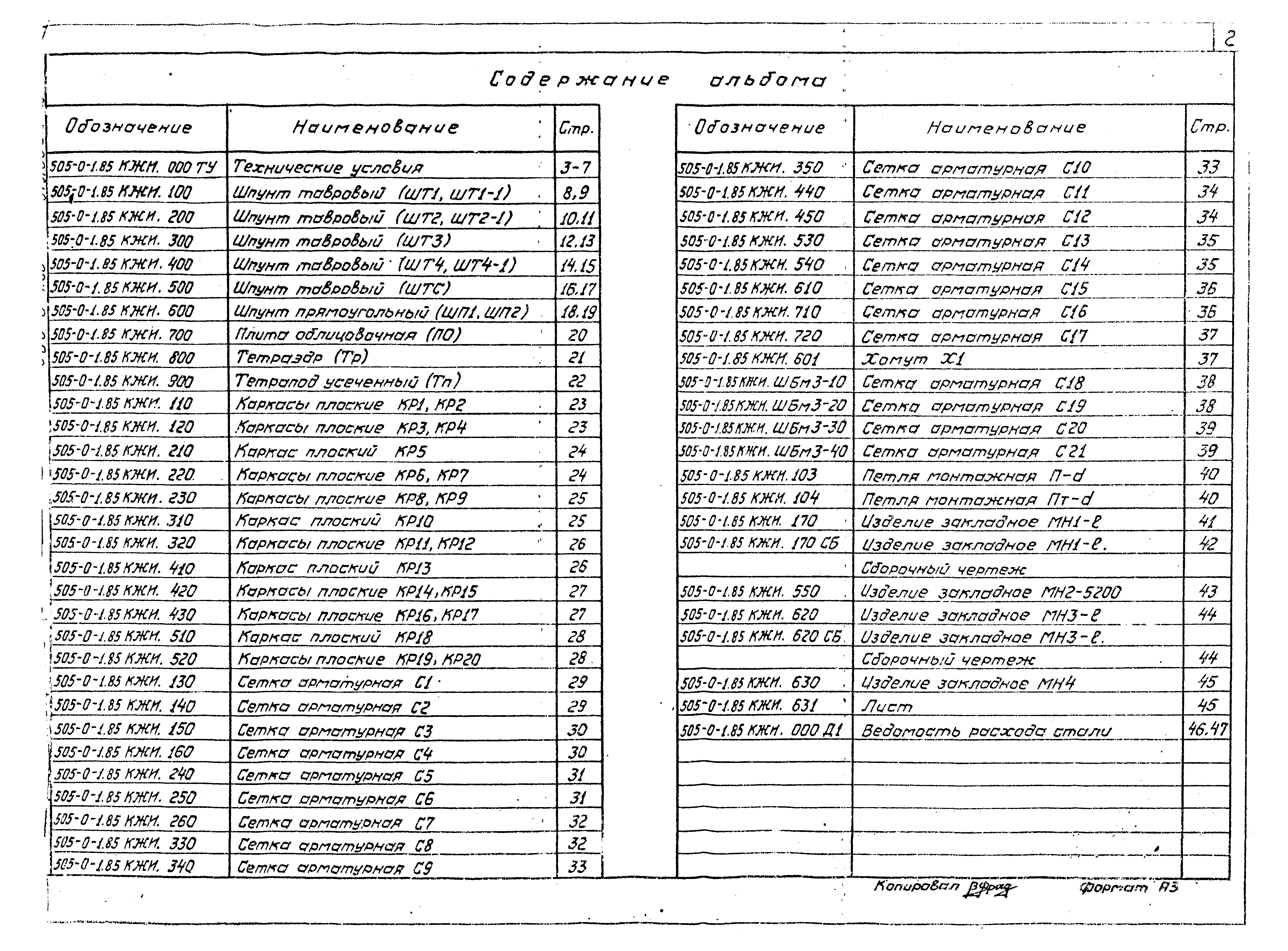 Типовые проектные решения 505-0-1.85