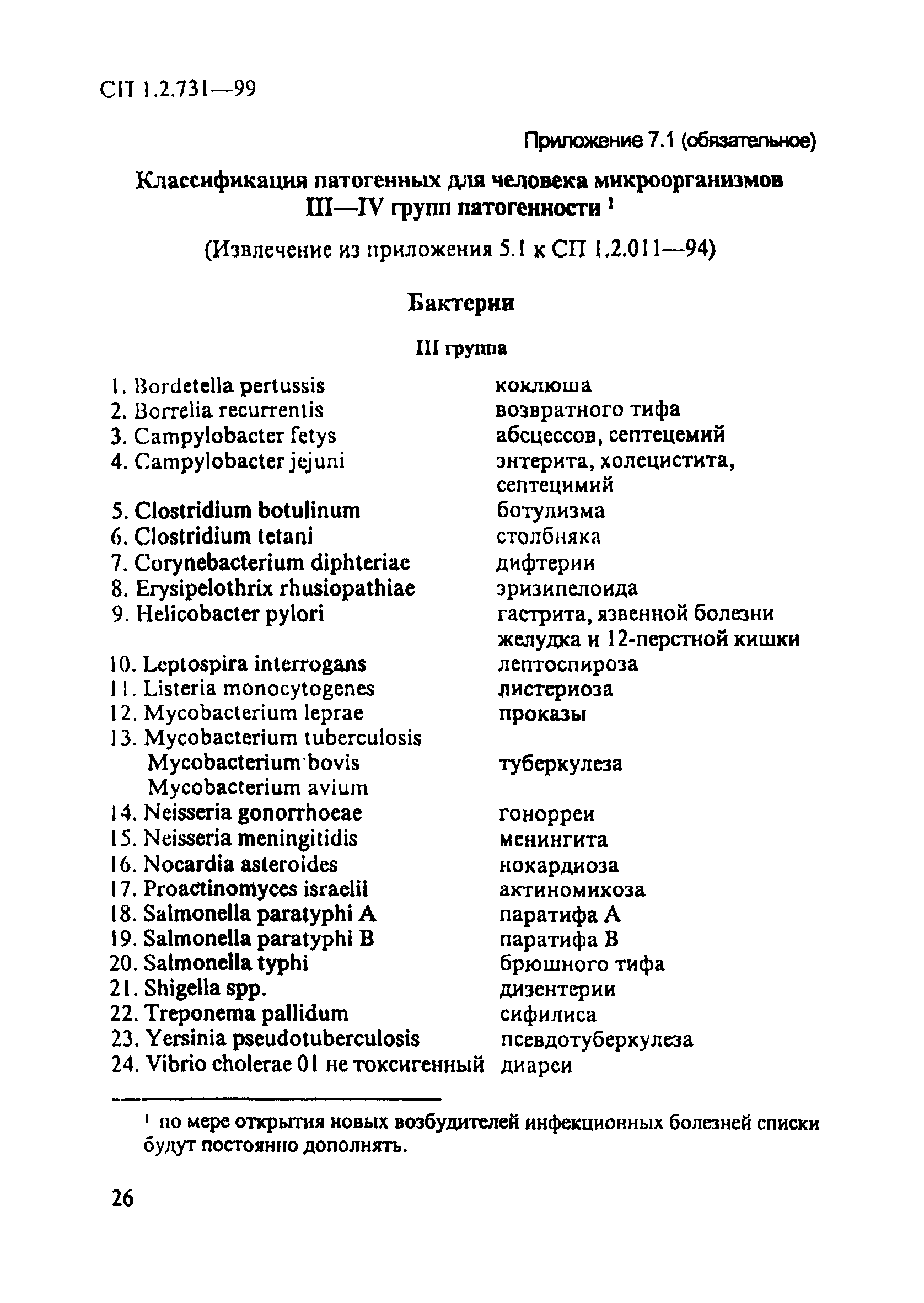 СП 1.2.731-99