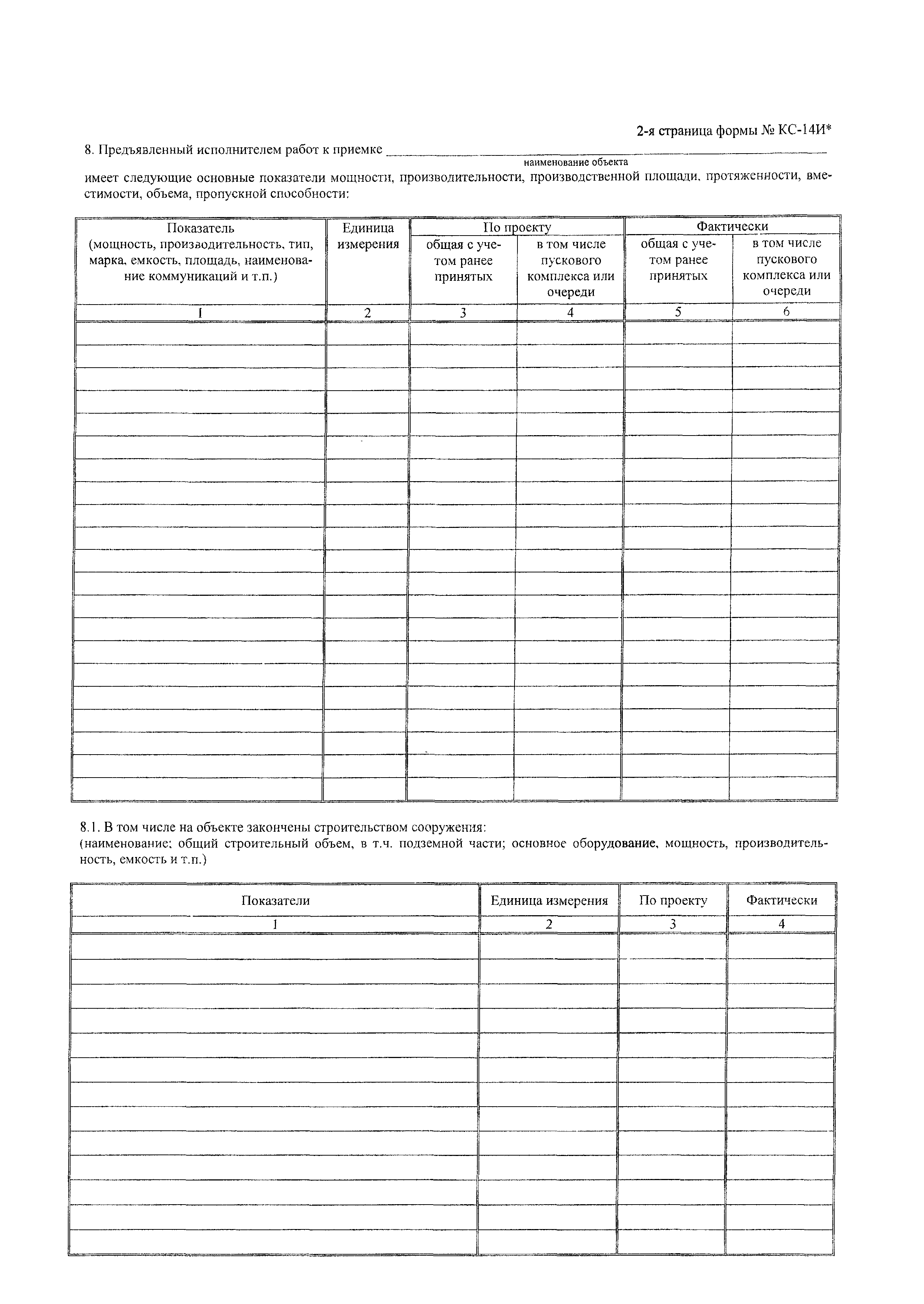 Форма КС-14И