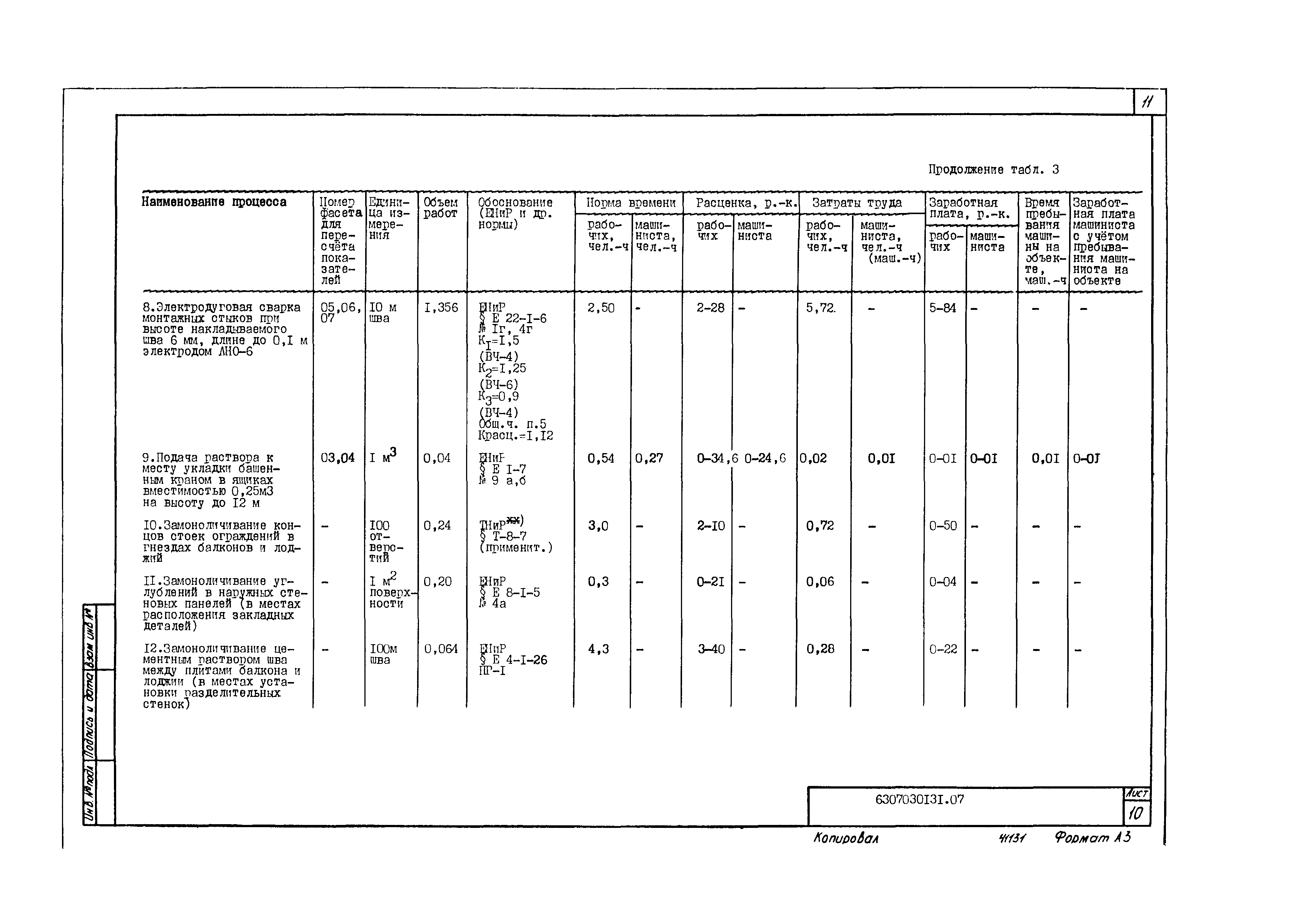 Технологическая карта 6307030131/41131