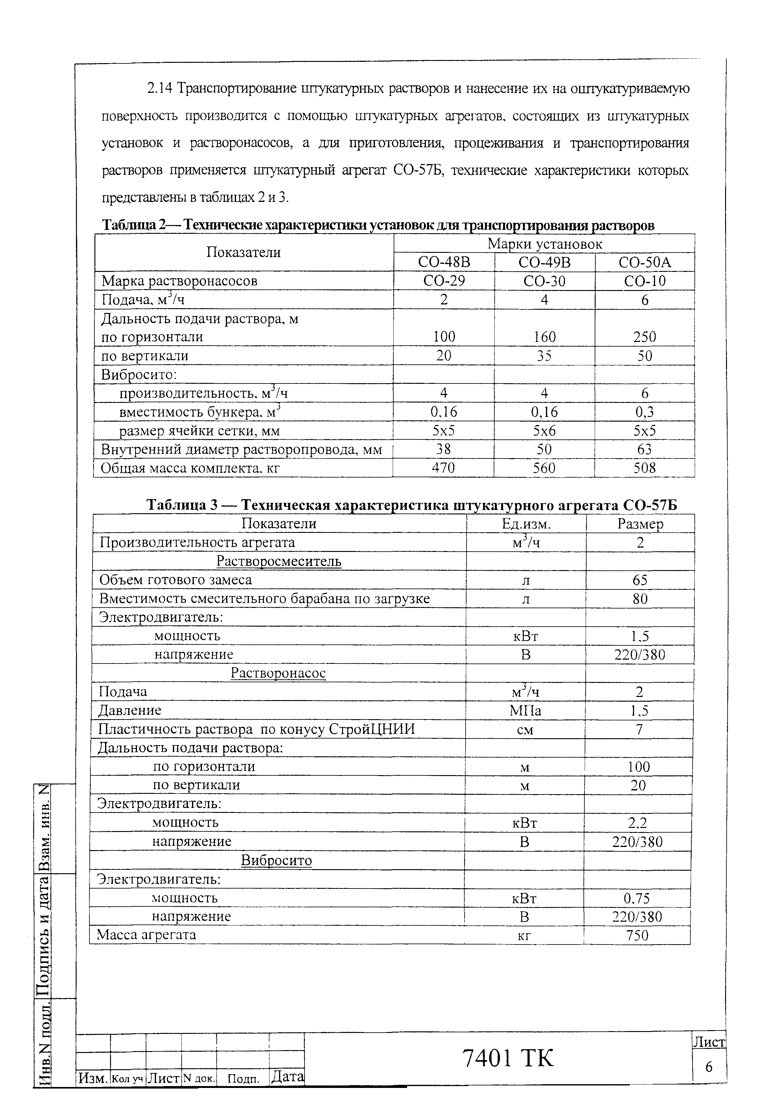 Технологическая карта 7401 ТК