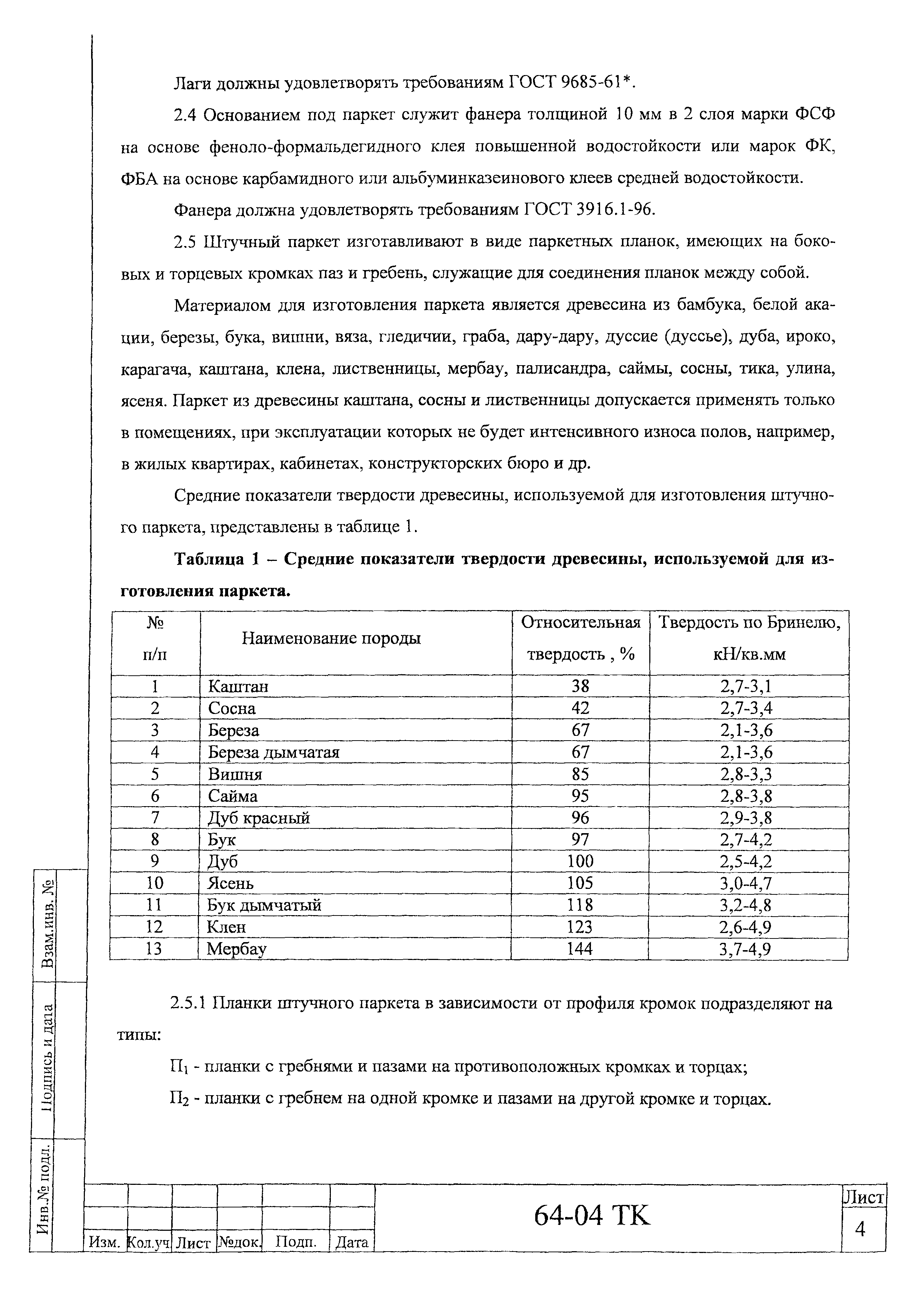 Технологическая карта 64-04 ТК