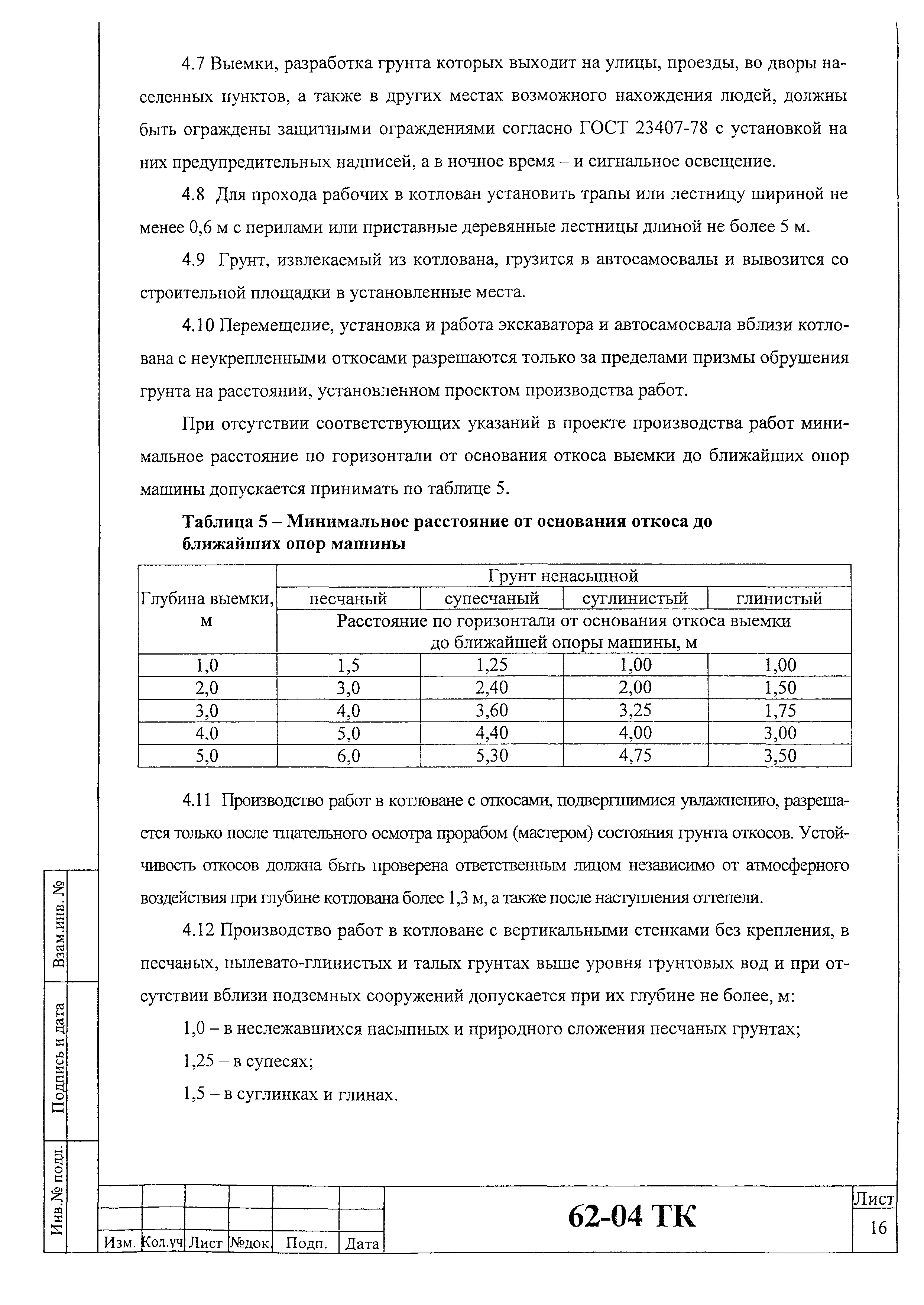 Технологическая карта 62-04 ТК