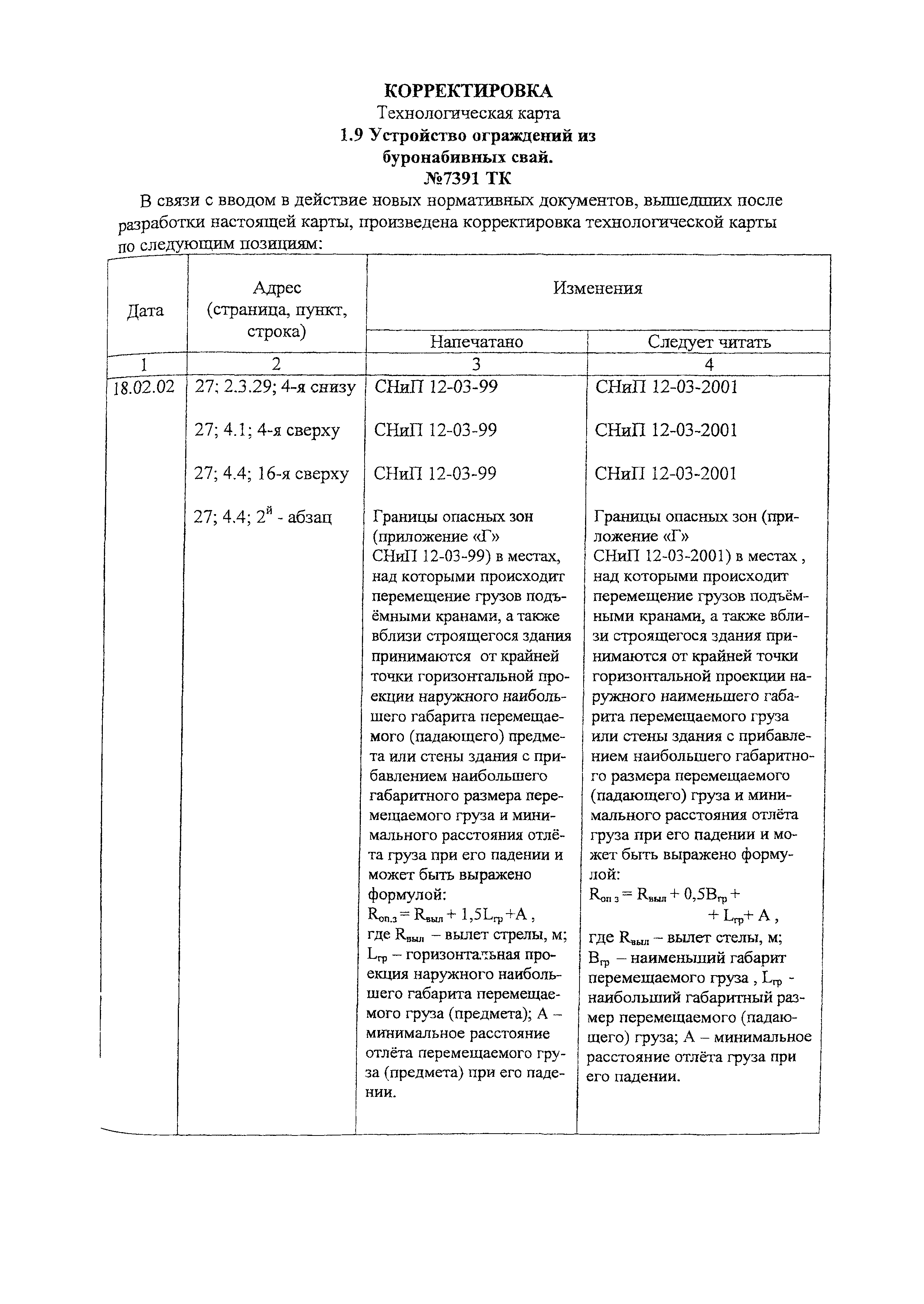 Технологическая карта 7391 ТК