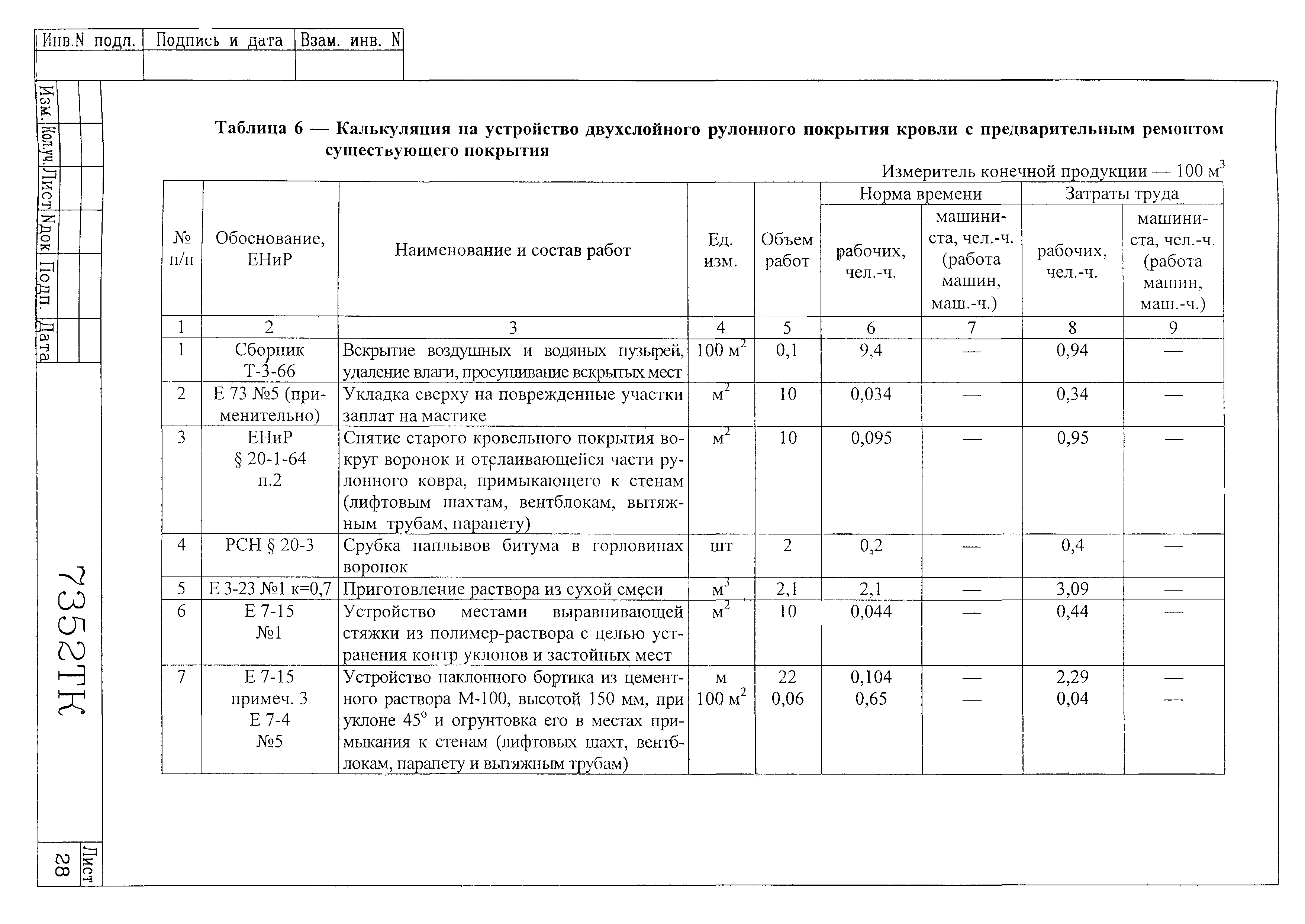 Технологическая карта 7352 ТК