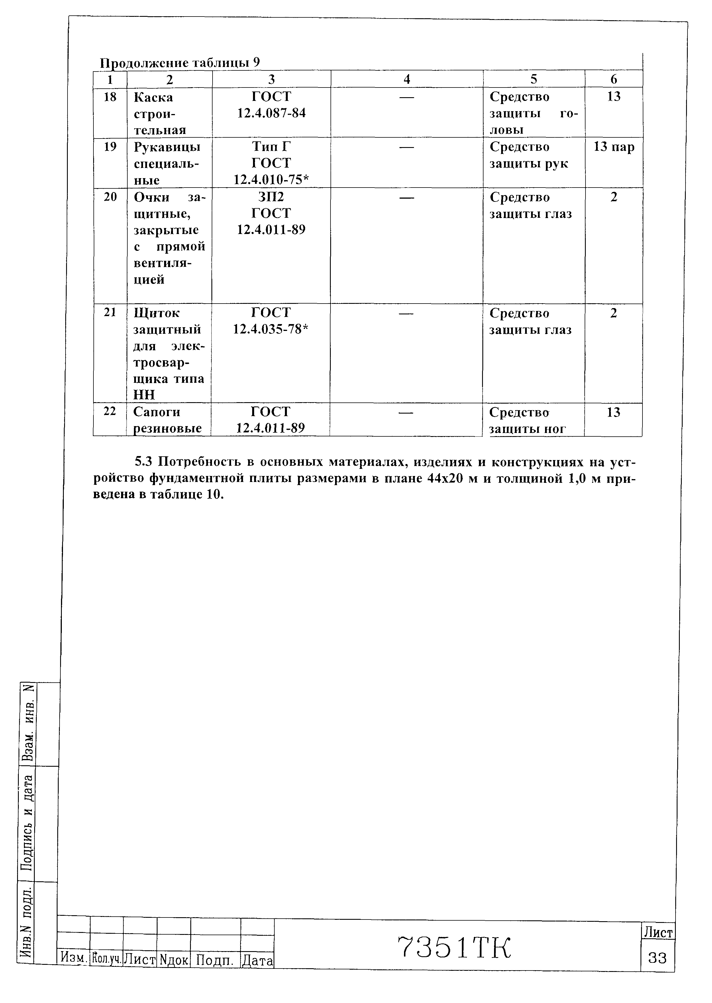 Технологическая карта 7351 ТК