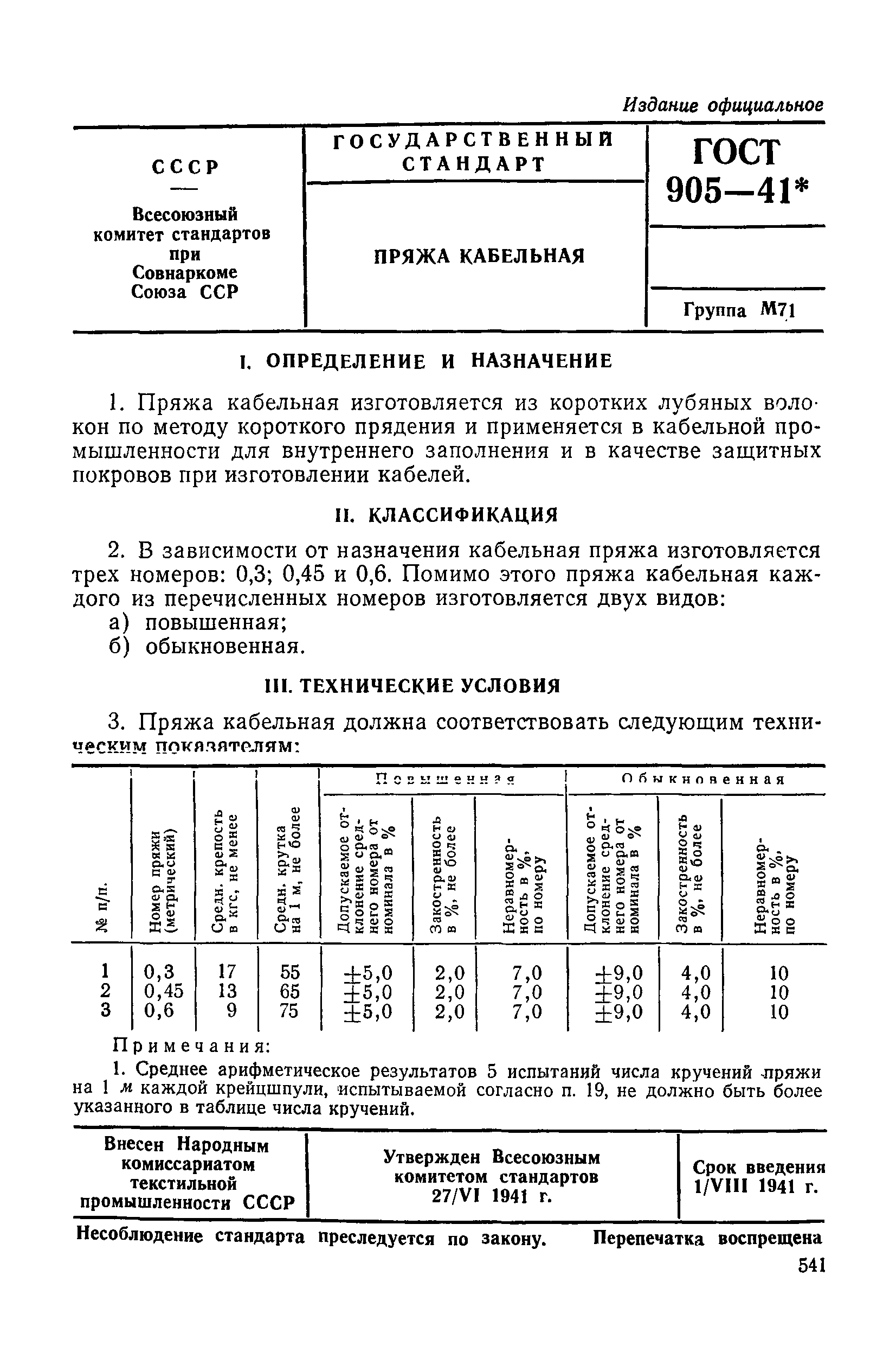 ГОСТ 905-41