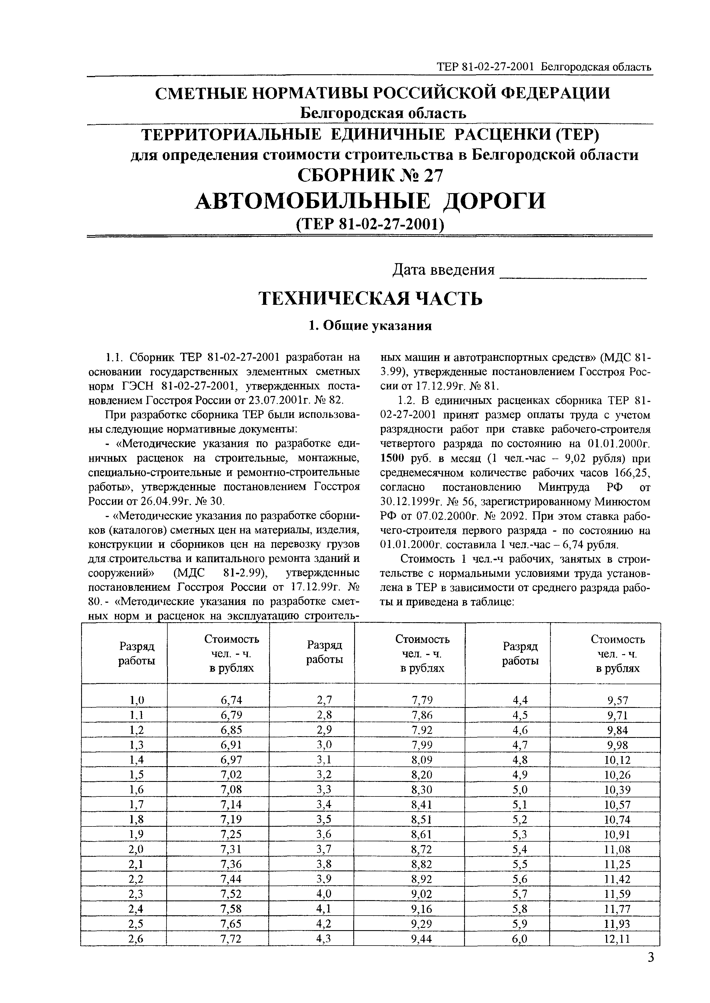 ТЕР 2001-27 Белгородской области