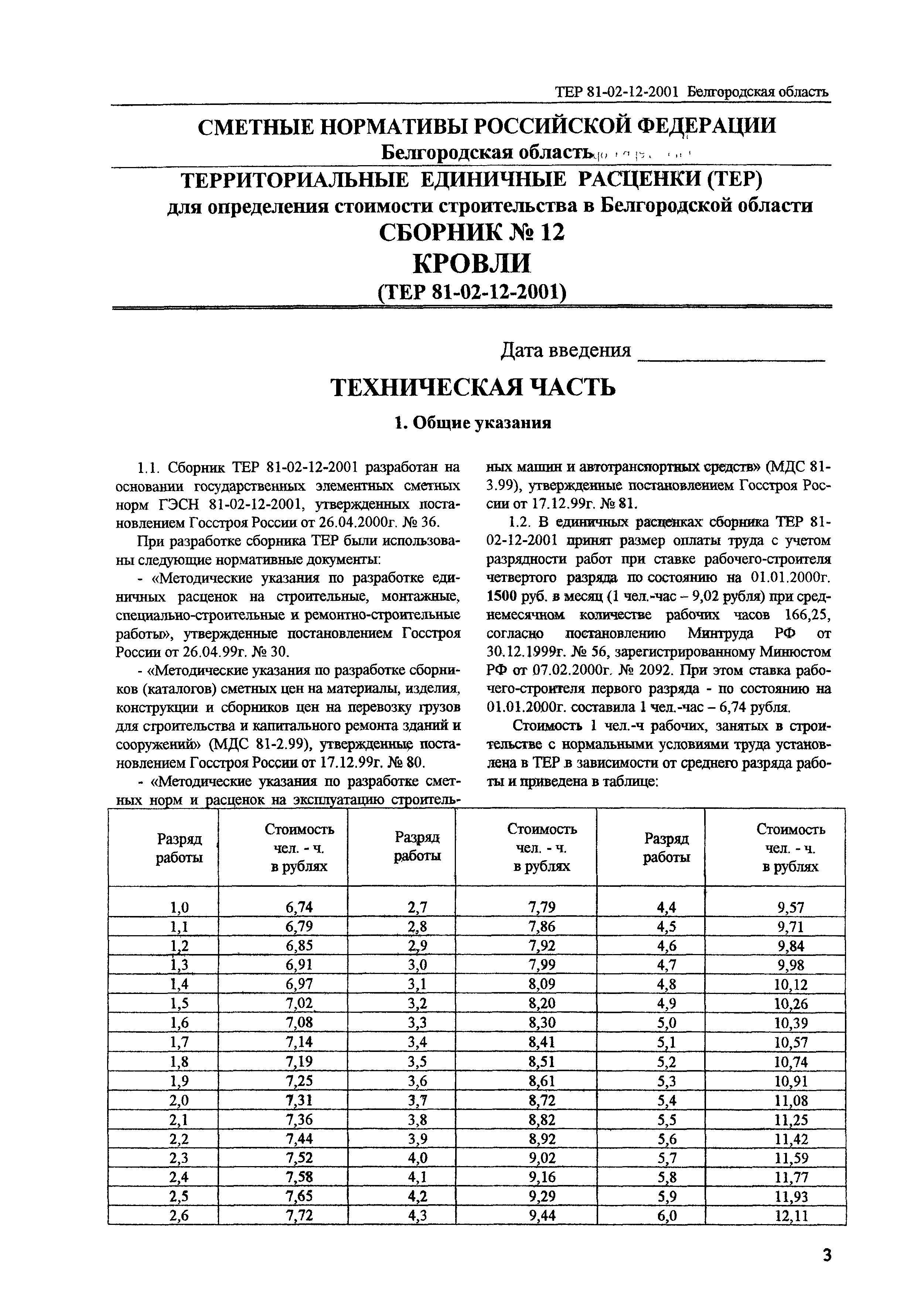 ТЕР 2001-12 Белгородской области