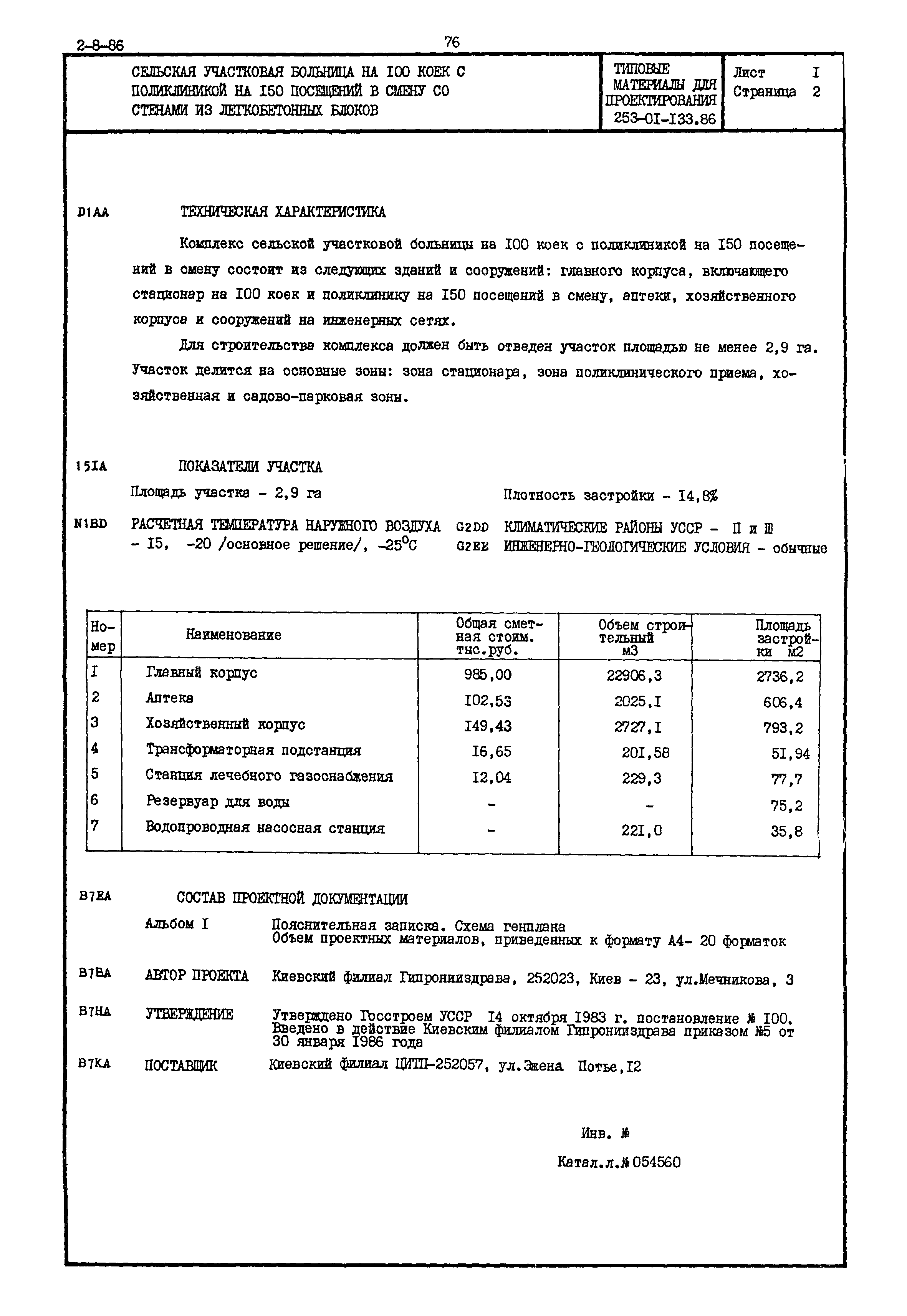 Типовые материалы для проектирования 253-01-133.86