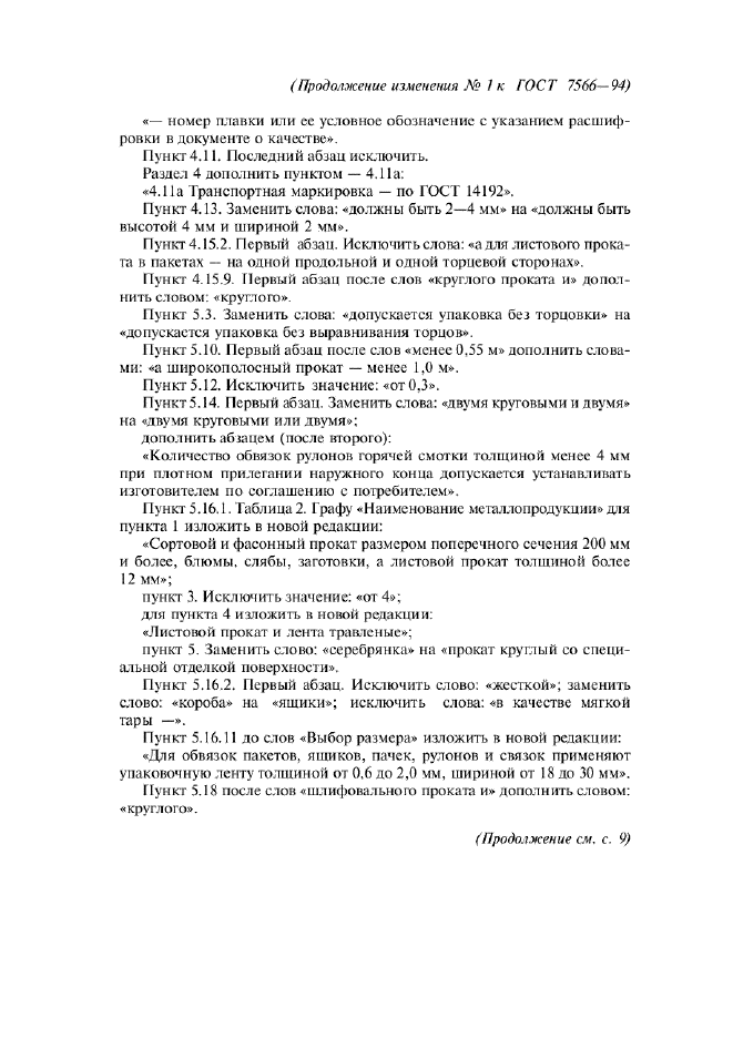Изменение №1 к ГОСТ 7566-94