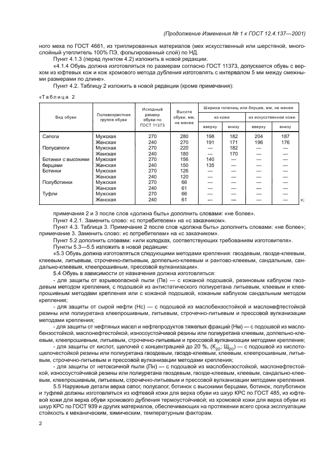 Изменение №1 к ГОСТ 12.4.137-2001