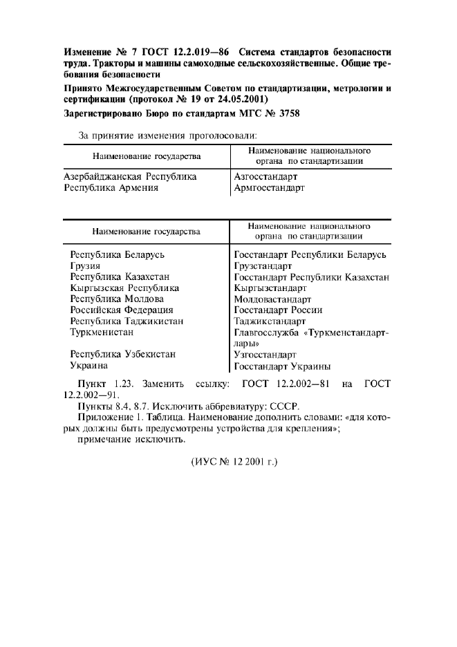 Изменение №7 к ГОСТ 12.2.019-86