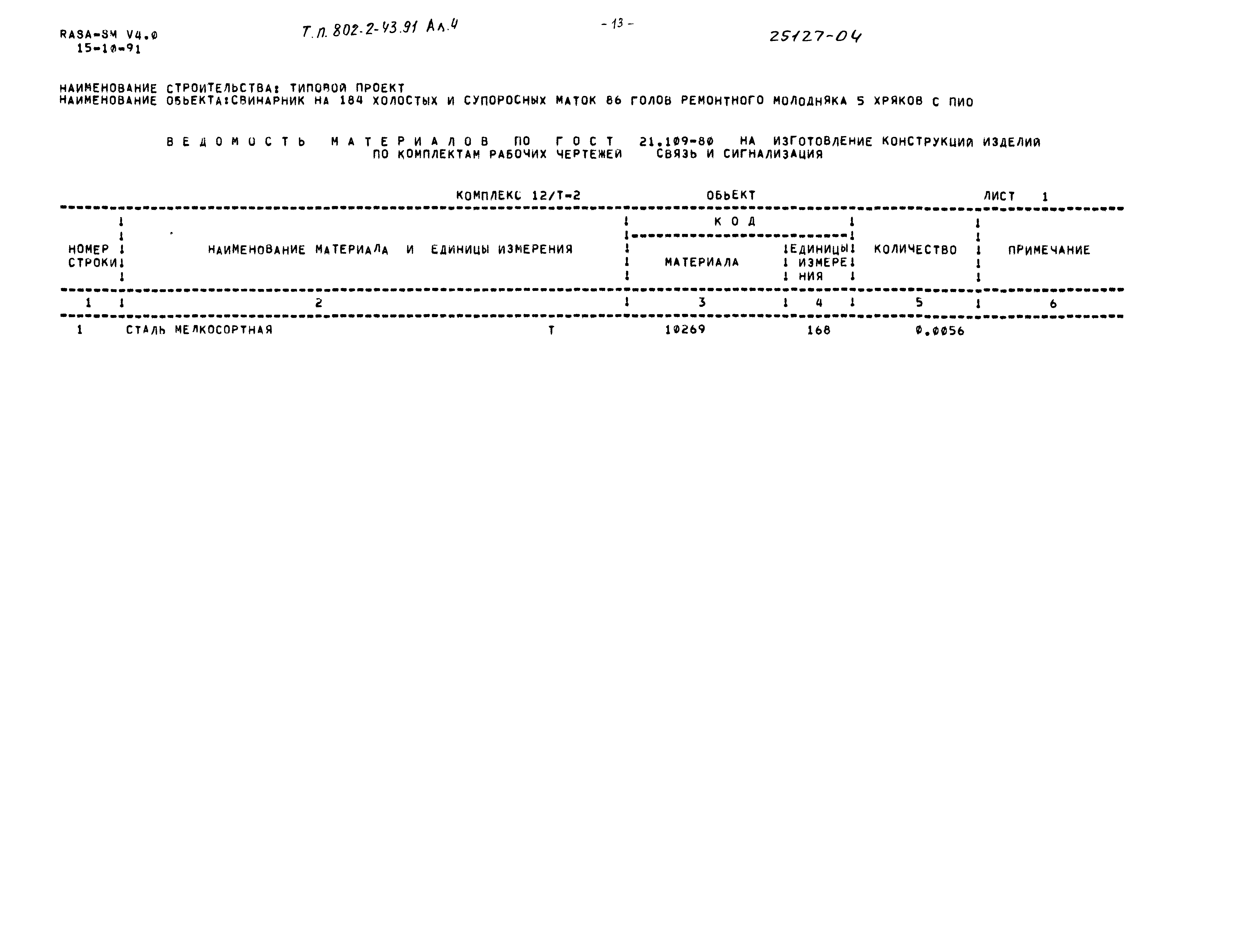 Типовой проект 802-2-43.91
