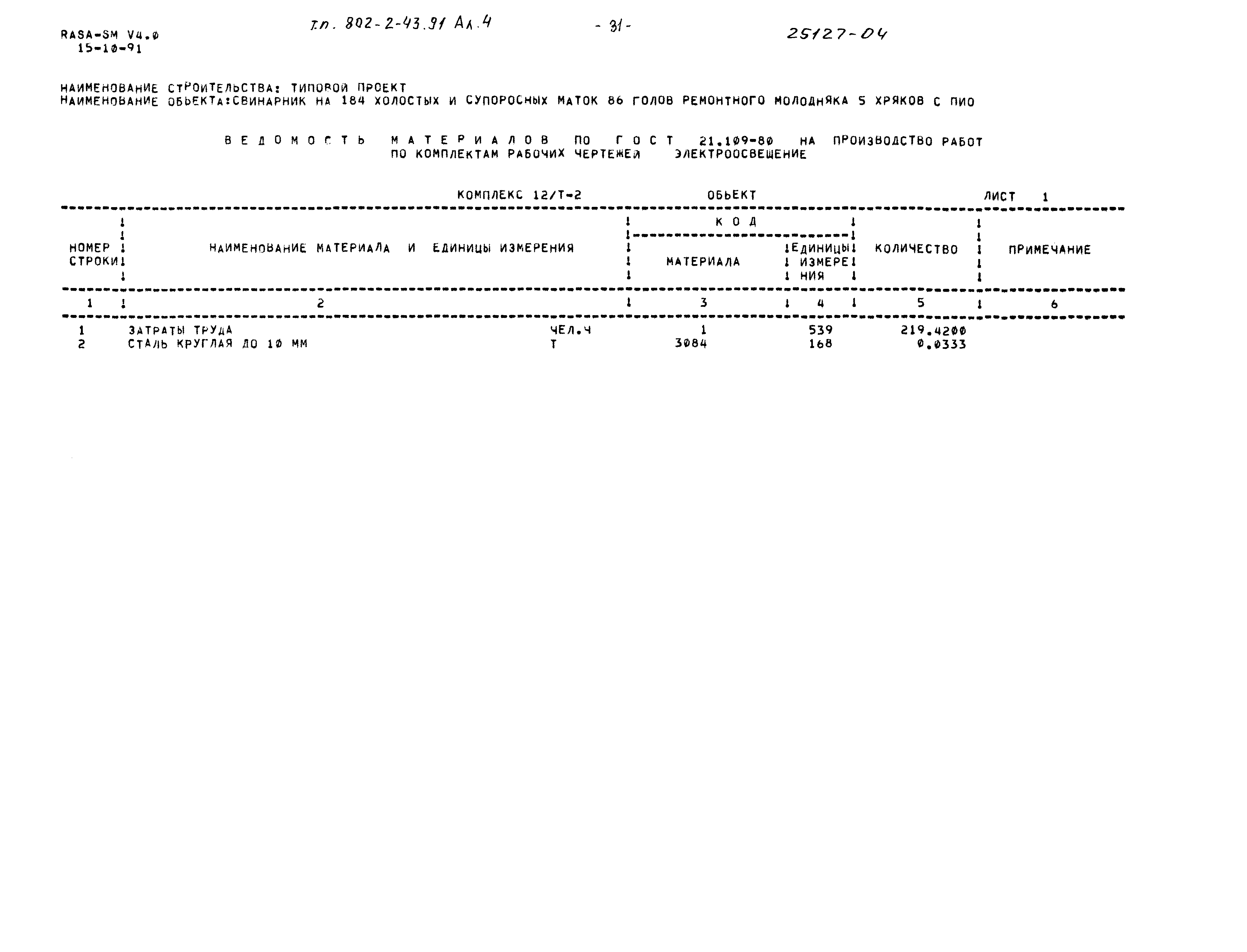 Типовой проект 802-2-43.91