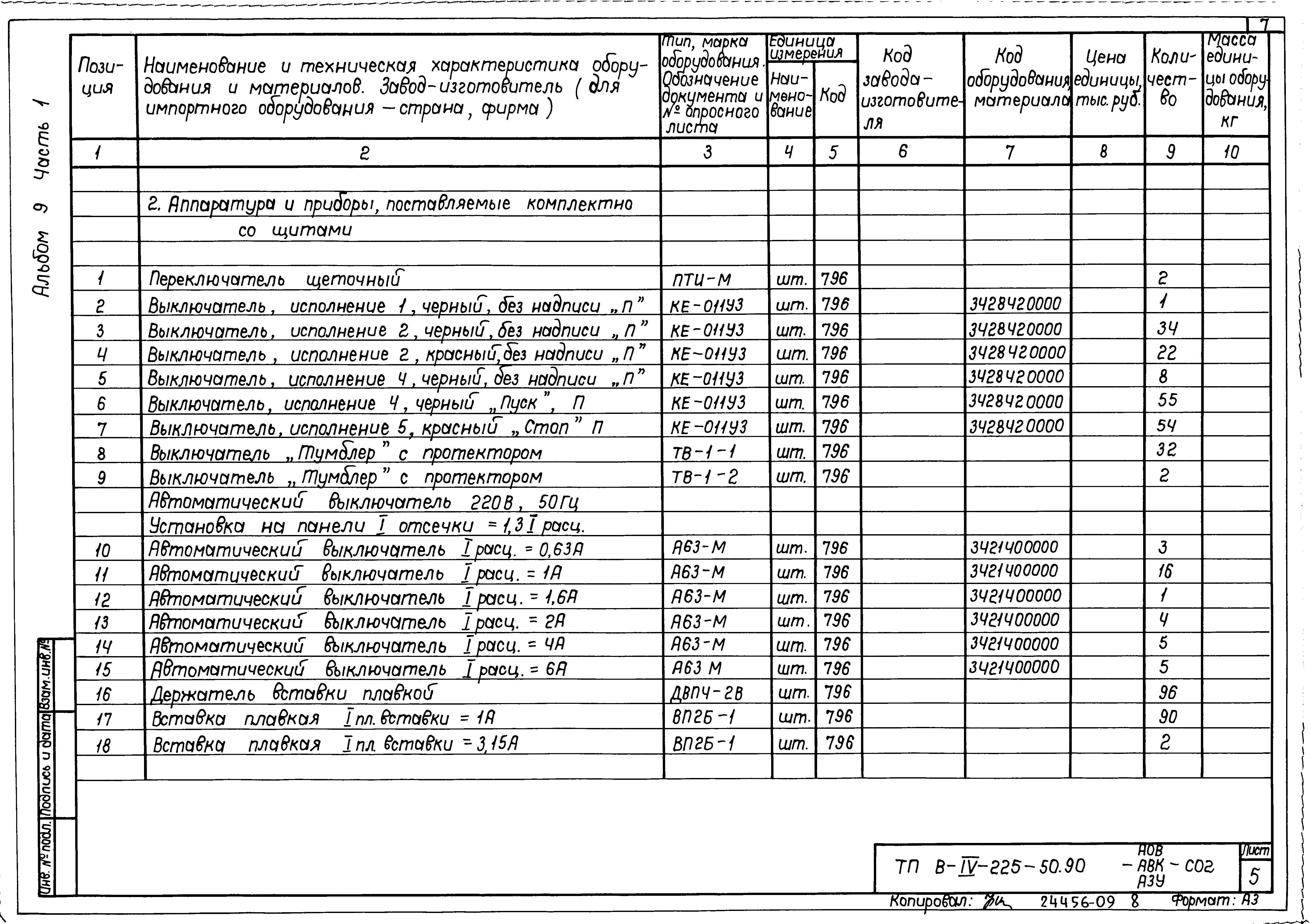 Типовой проект В-IV-225-50.90