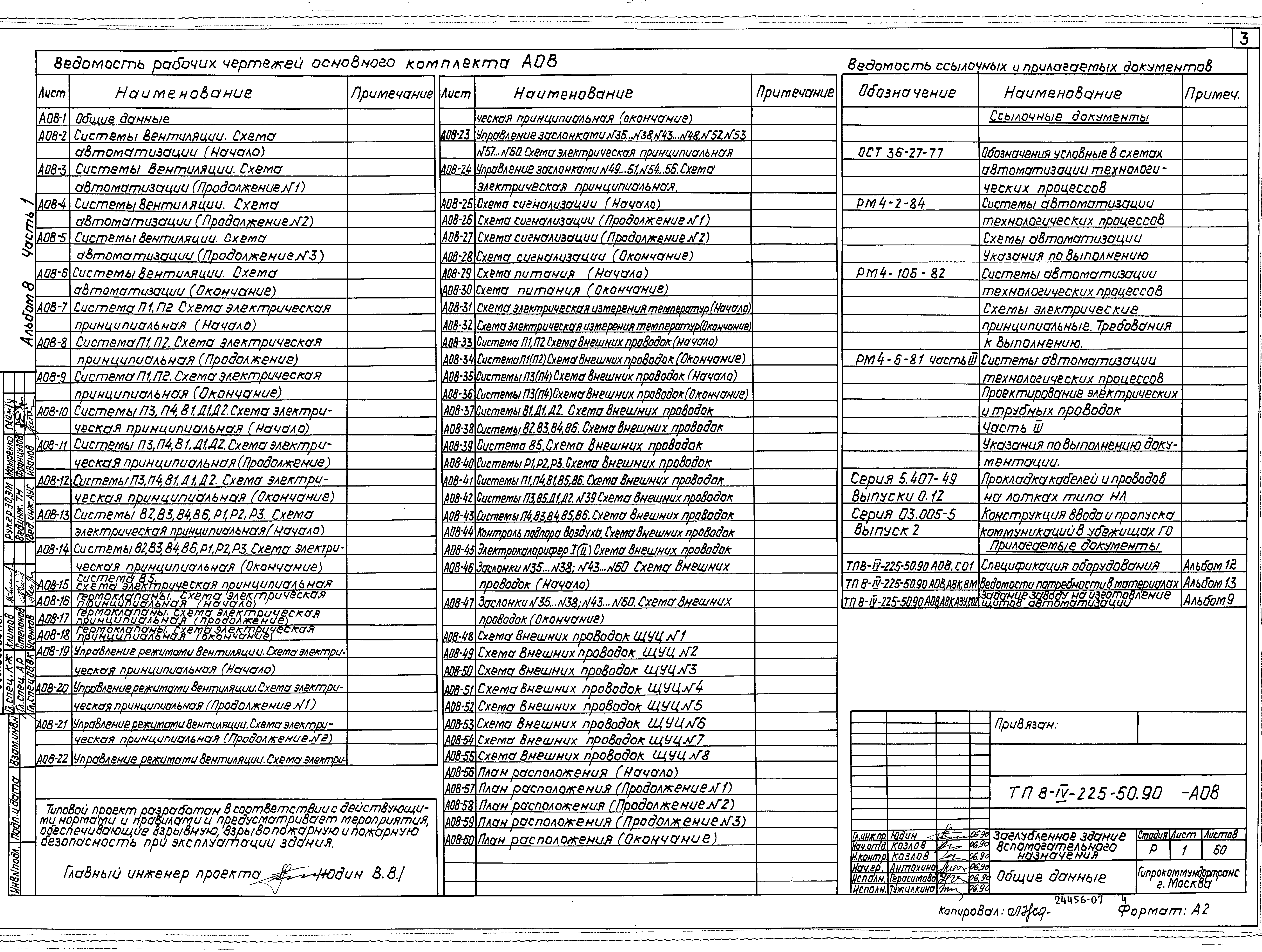 Типовой проект В-IV-225-50.90