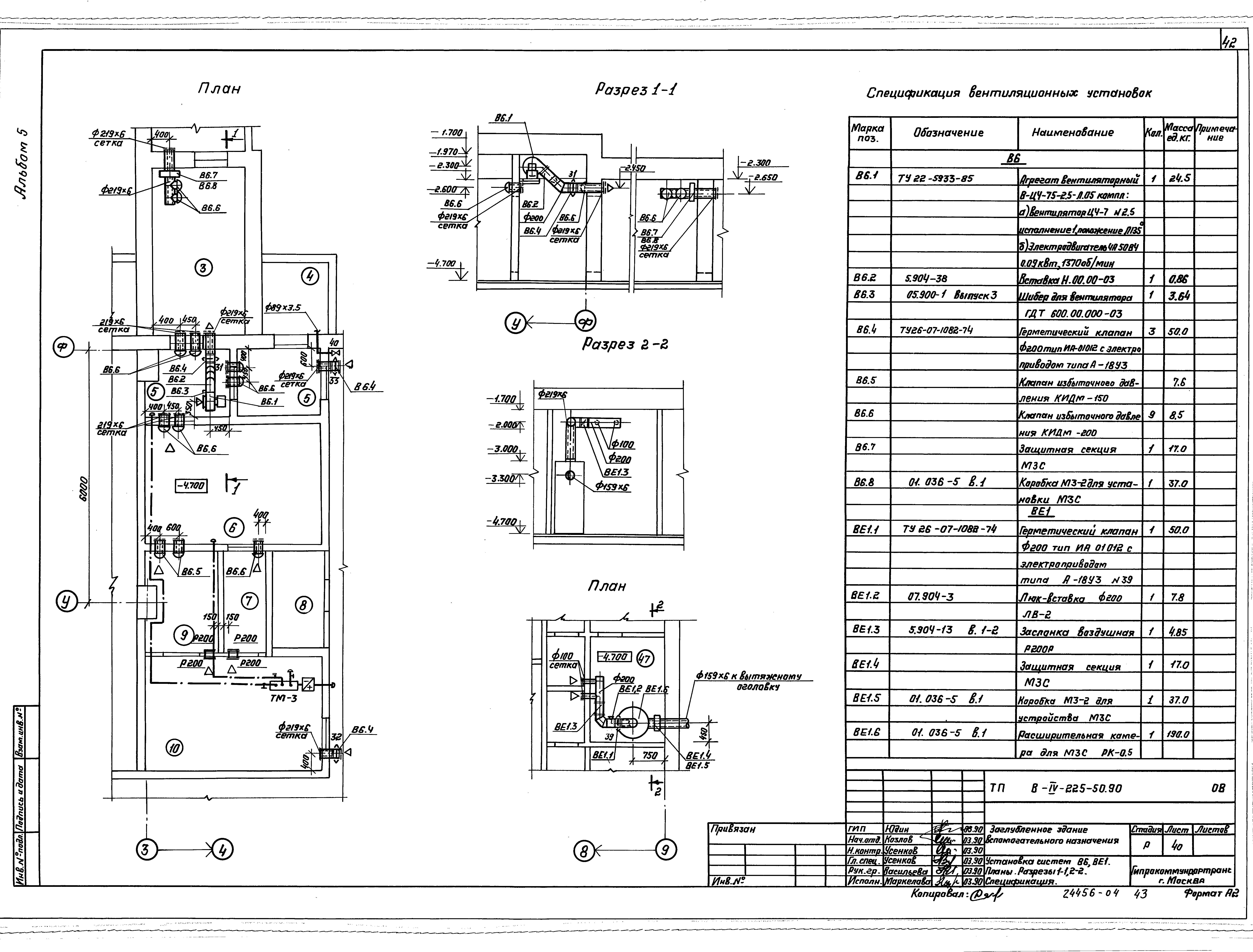 Типовой проект В-IV-225-50.90