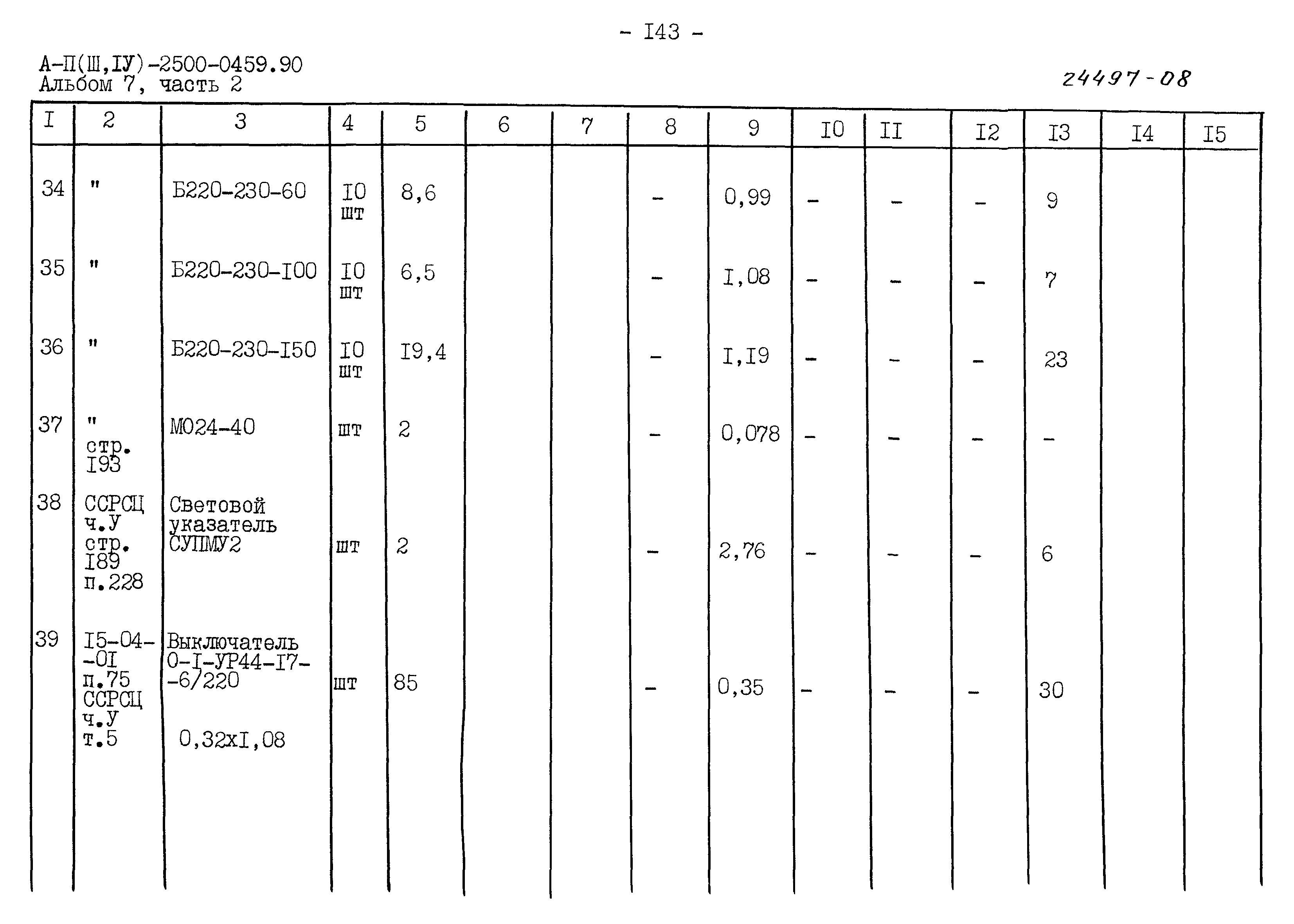 Типовые проектные решения А-II(III,IV)-2500-0459.90