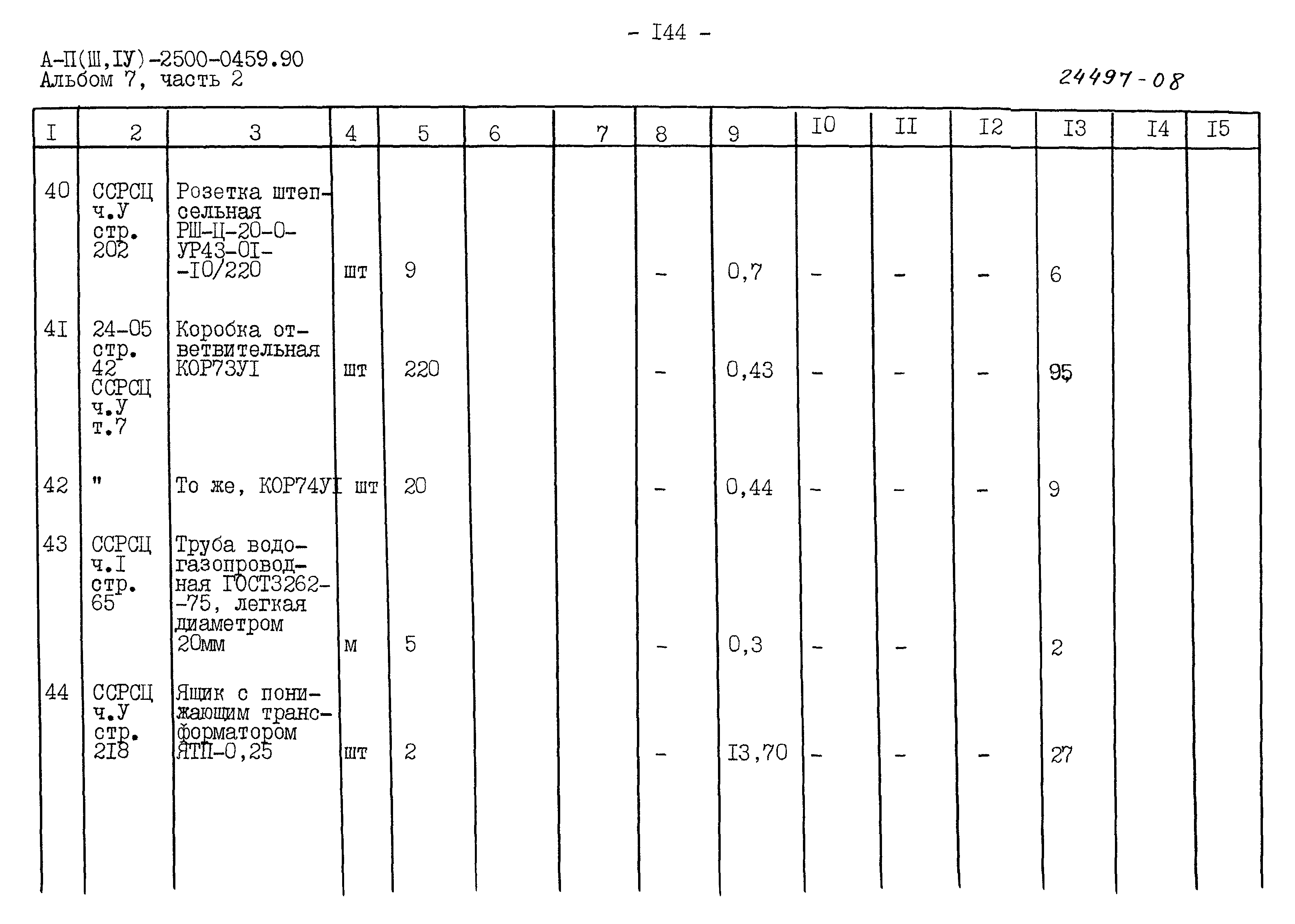 Типовые проектные решения А-II(III,IV)-2500-0459.90