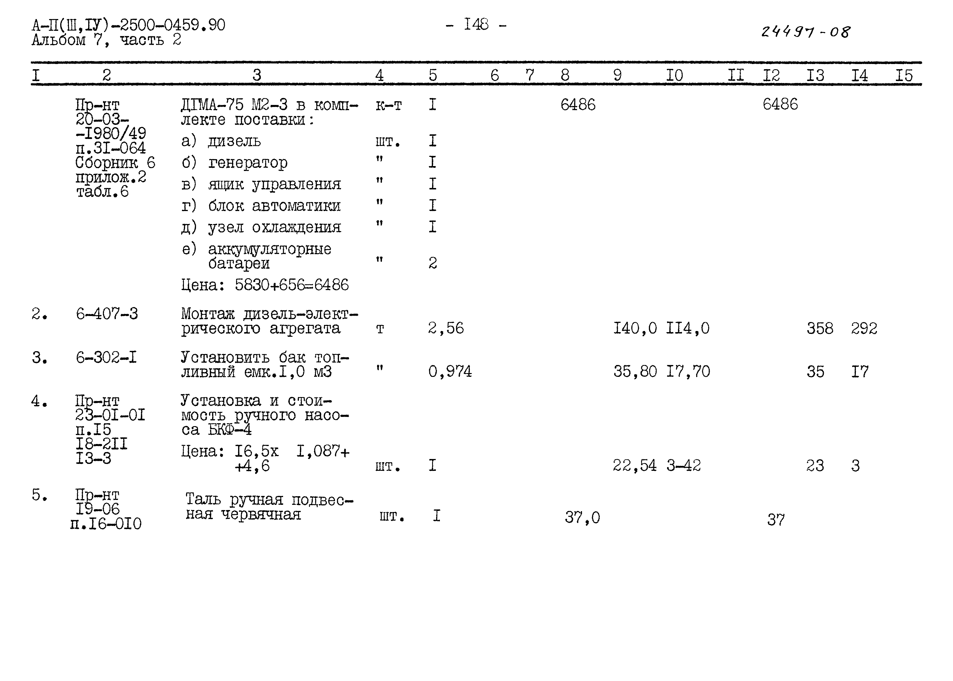 Типовые проектные решения А-II(III,IV)-2500-0459.90