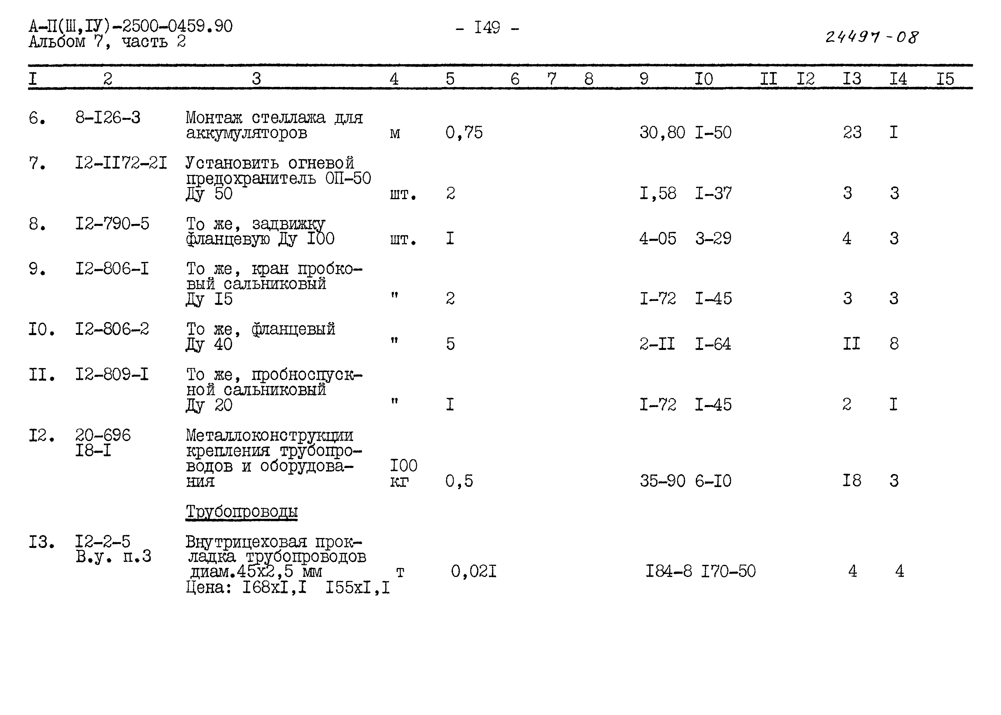 Типовые проектные решения А-II(III,IV)-2500-0459.90
