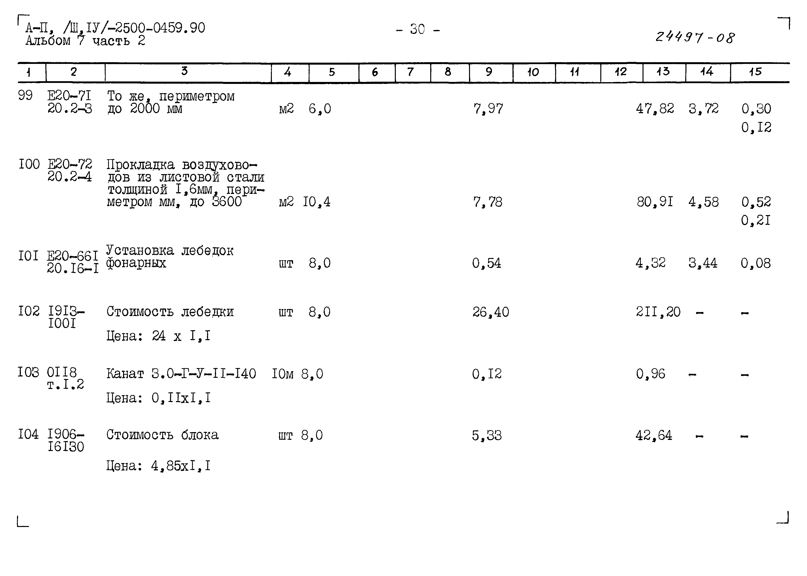 Типовые проектные решения А-II(III,IV)-2500-0459.90