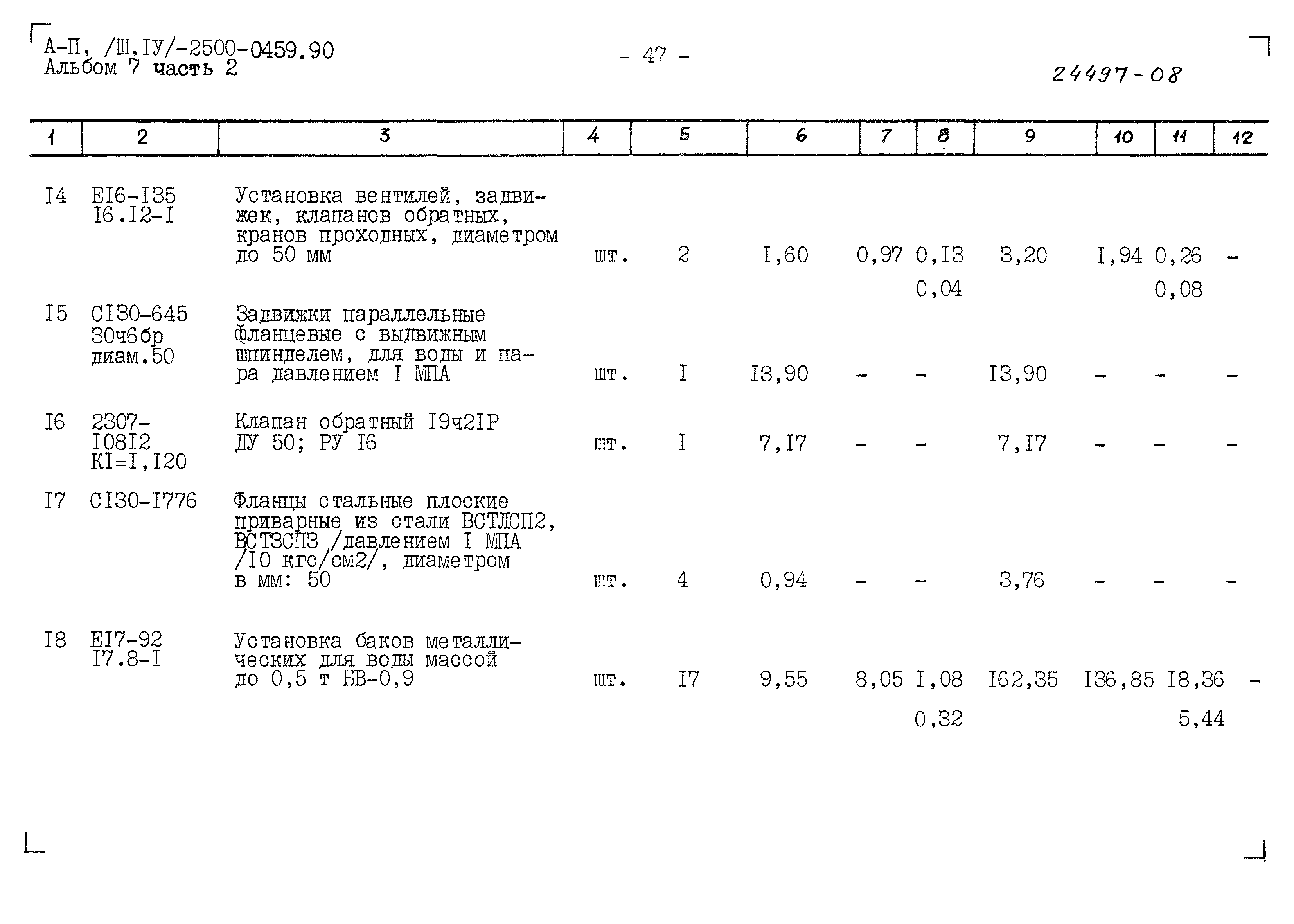 Типовые проектные решения А-II(III,IV)-2500-0459.90
