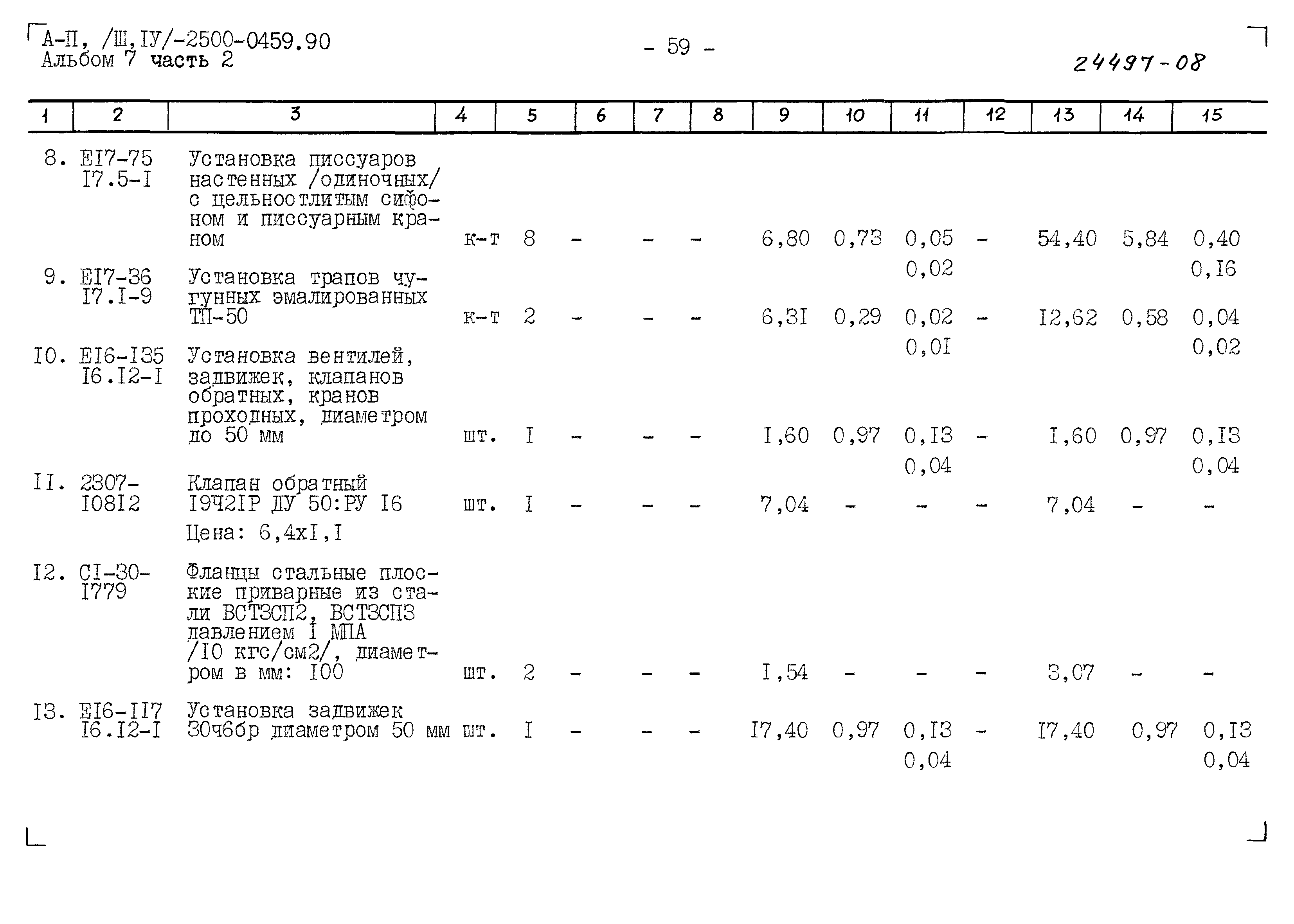 Типовые проектные решения А-II(III,IV)-2500-0459.90