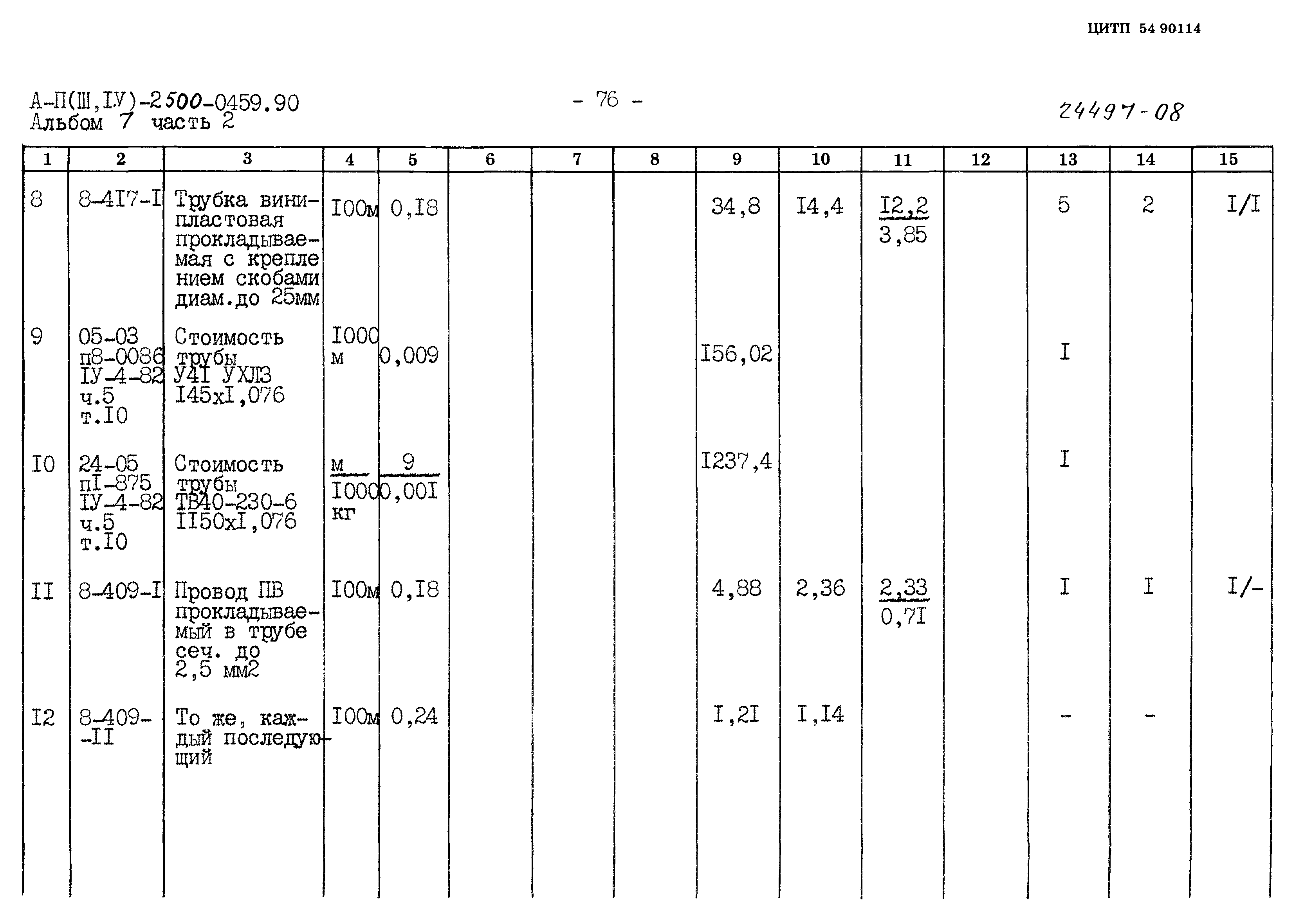 Типовые проектные решения А-II(III,IV)-2500-0459.90