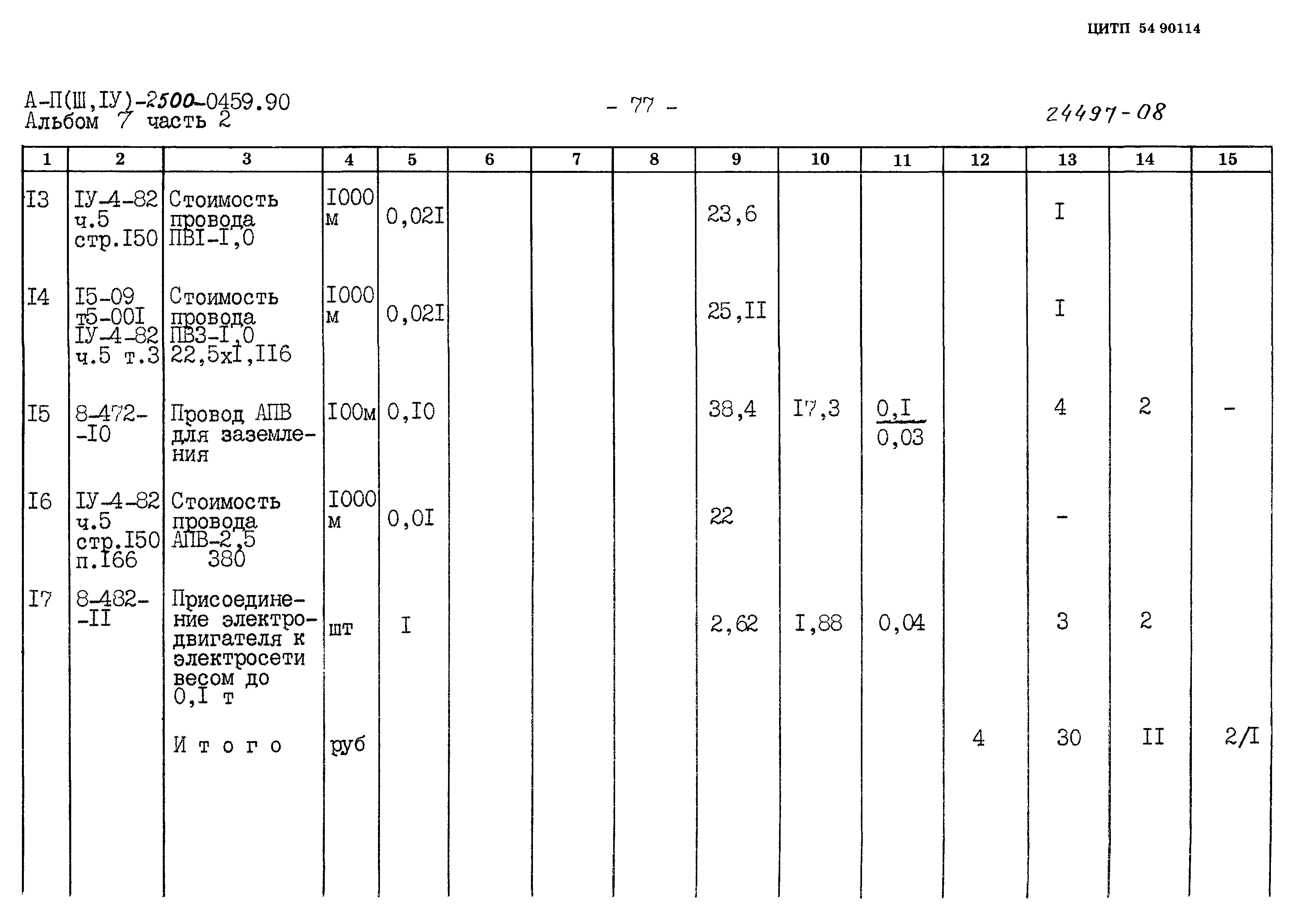 Типовые проектные решения А-II(III,IV)-2500-0459.90