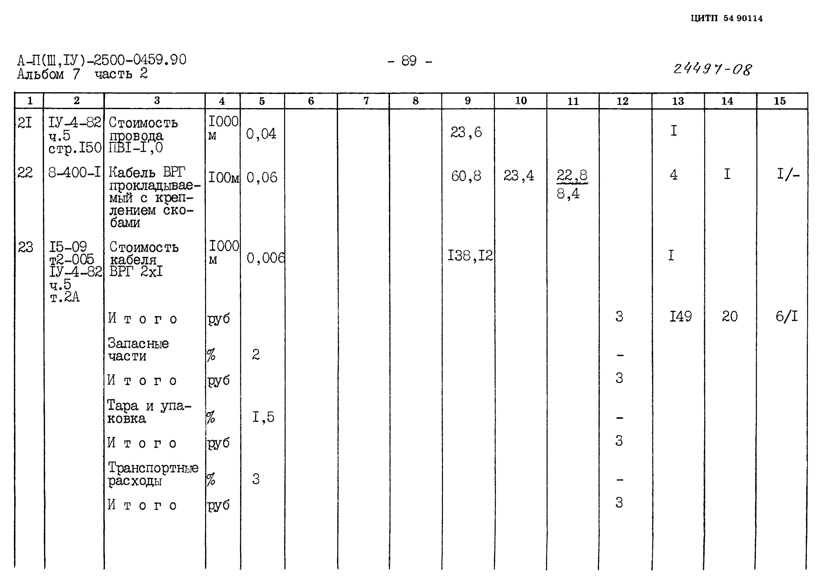 Типовые проектные решения А-II(III,IV)-2500-0459.90