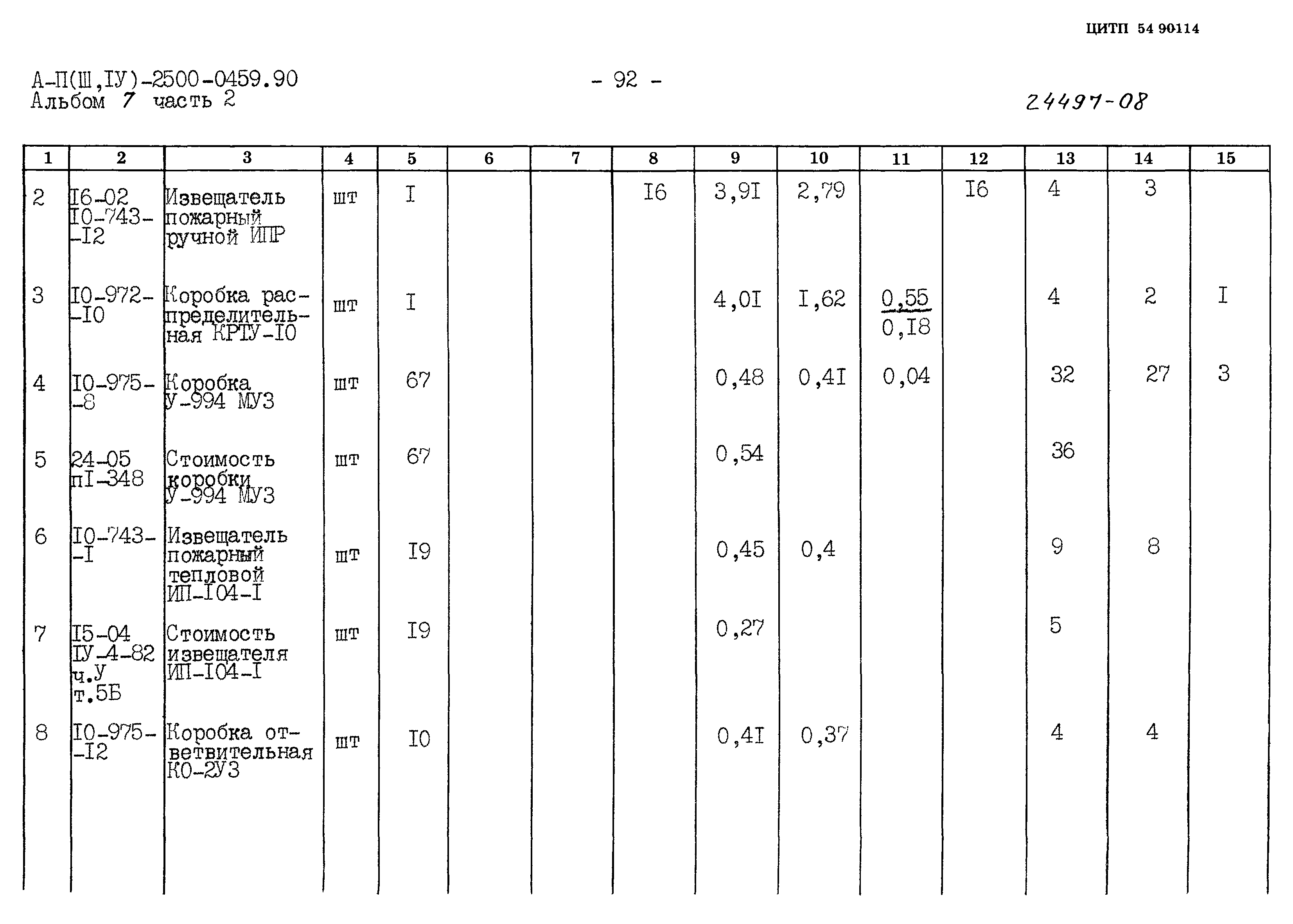 Типовые проектные решения А-II(III,IV)-2500-0459.90